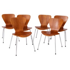 Satz von 6 Stapelstühlen im Vintage-Stil, 1960er Jahre, Teakholz – deutsches Design