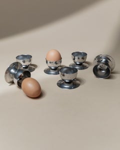 Lot de 6 coquetiers vintage en acier inoxydable, Italie, années 1970