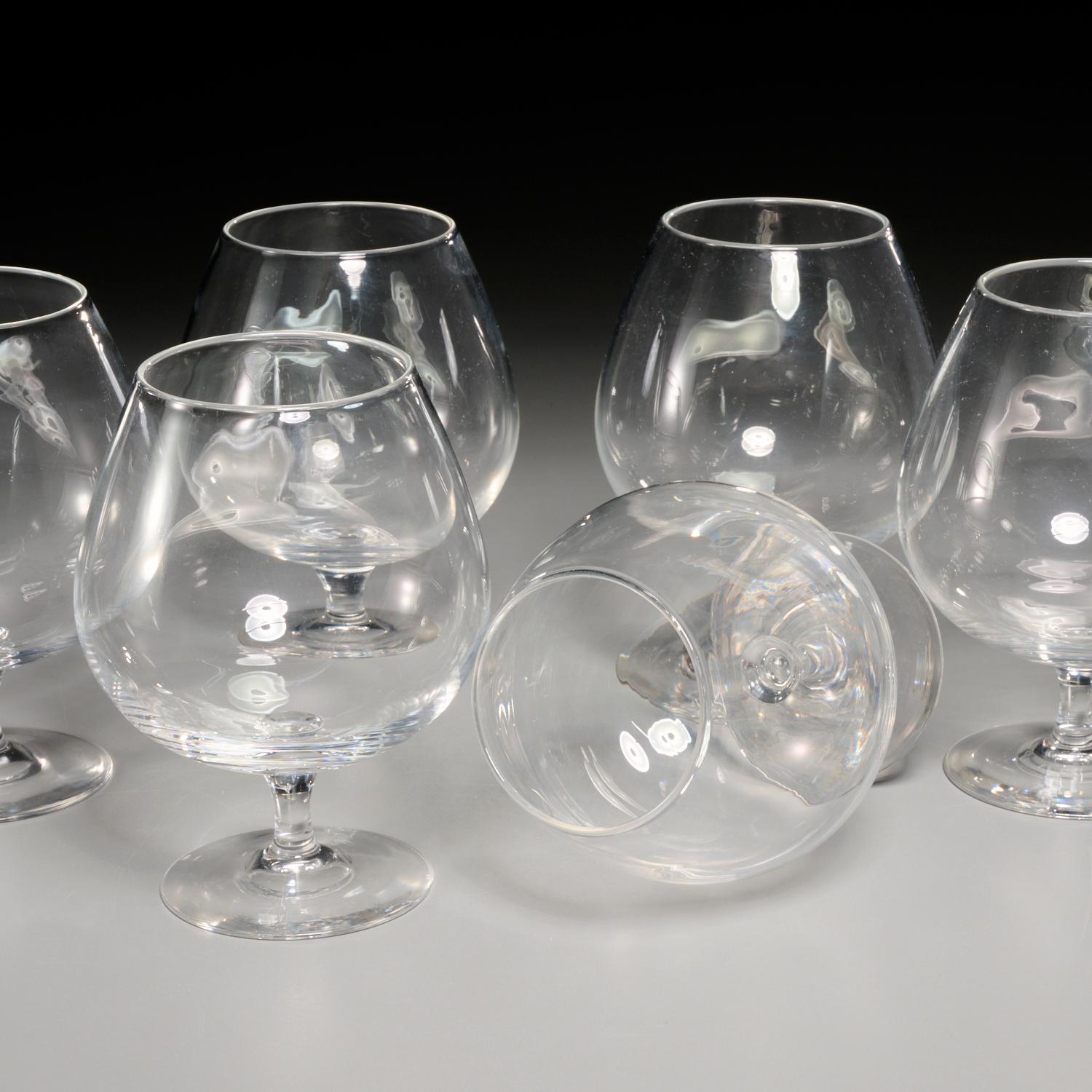 American Set of 6 Vintage Steuben Brandy Snifters Signed 