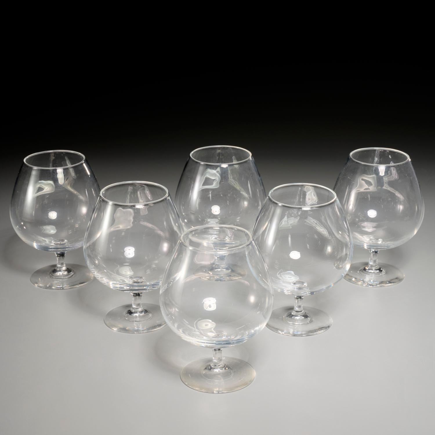 Late 20th Century Set of 6 Vintage Steuben Brandy Snifters Signed 