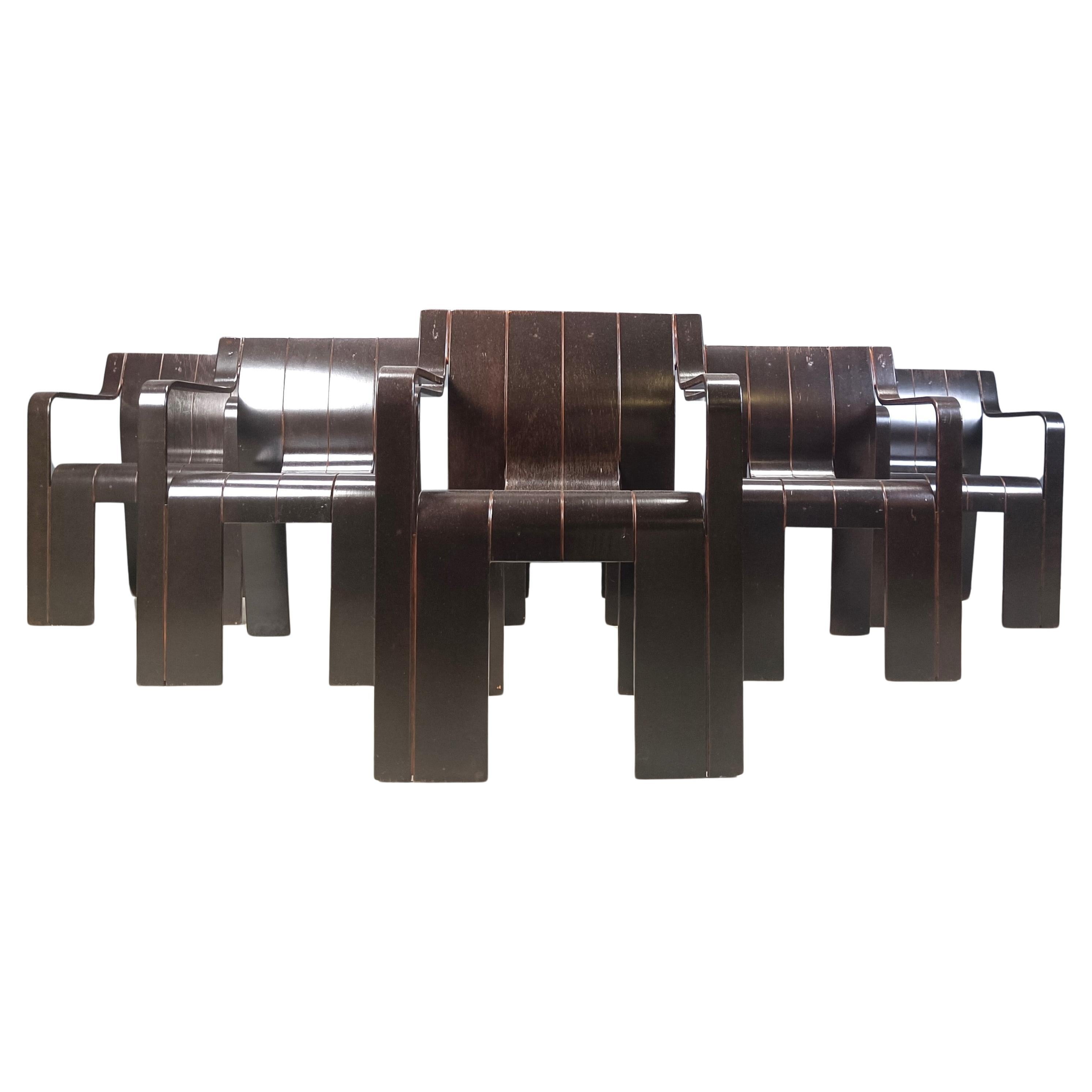Set of 6 Vintage Strip Dining Chairs by Gijs Bakker for Castelijn, 1970s