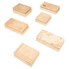 Set of 6 Vintage Travertine Boxes, Italy, 1970s