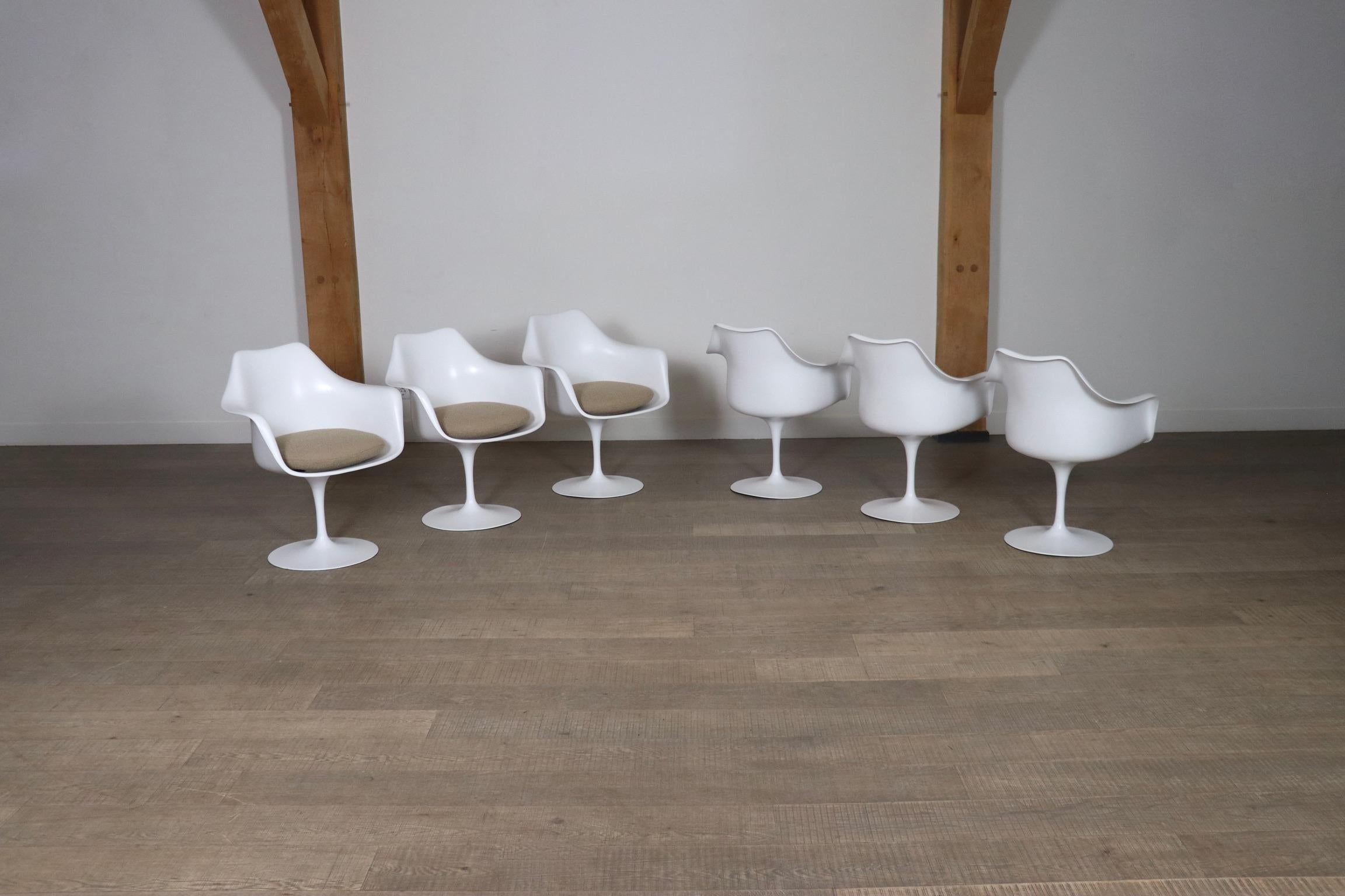 Metallo Set di 6 sedie da pranzo Tulip vintage di Eero Saarinen per Knoll, anni '70