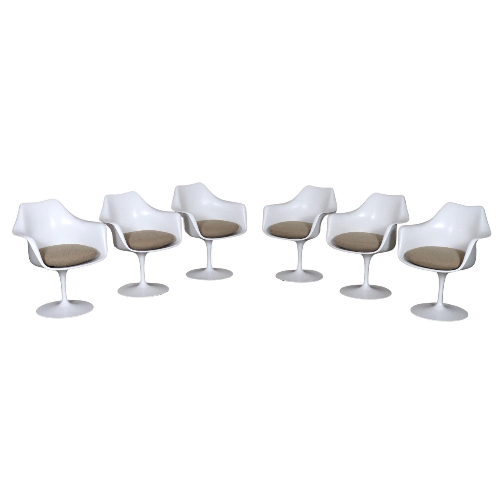 Set of 6 vintage Tulip dining chairs by Eero Saarinen for knoll, 1970s