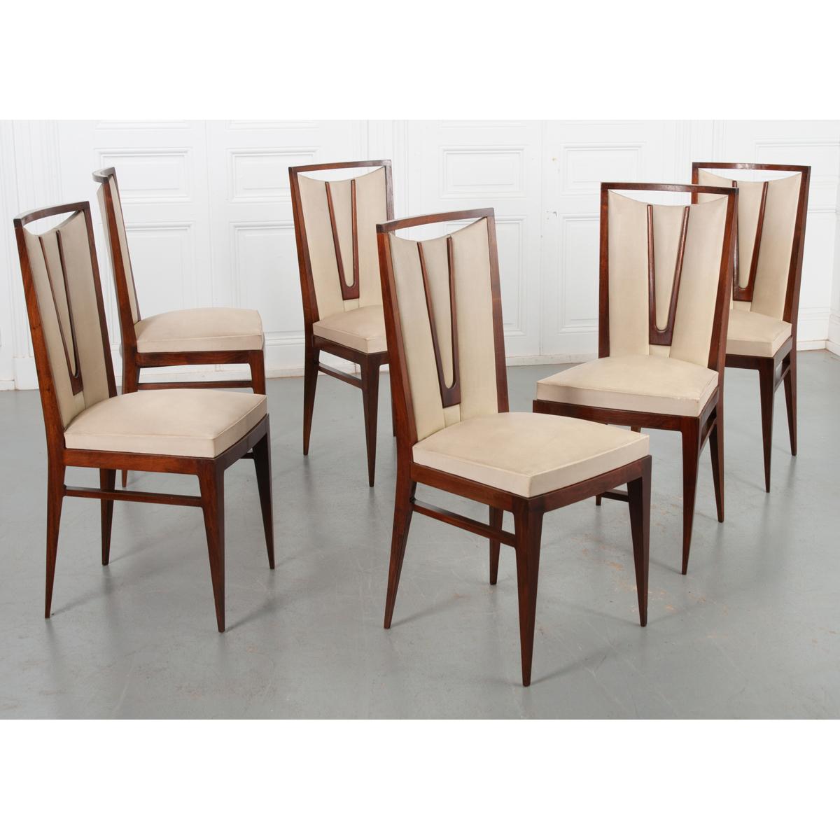 Set of 6 Vintage Upholstered Dining Chairs For Sale 2
