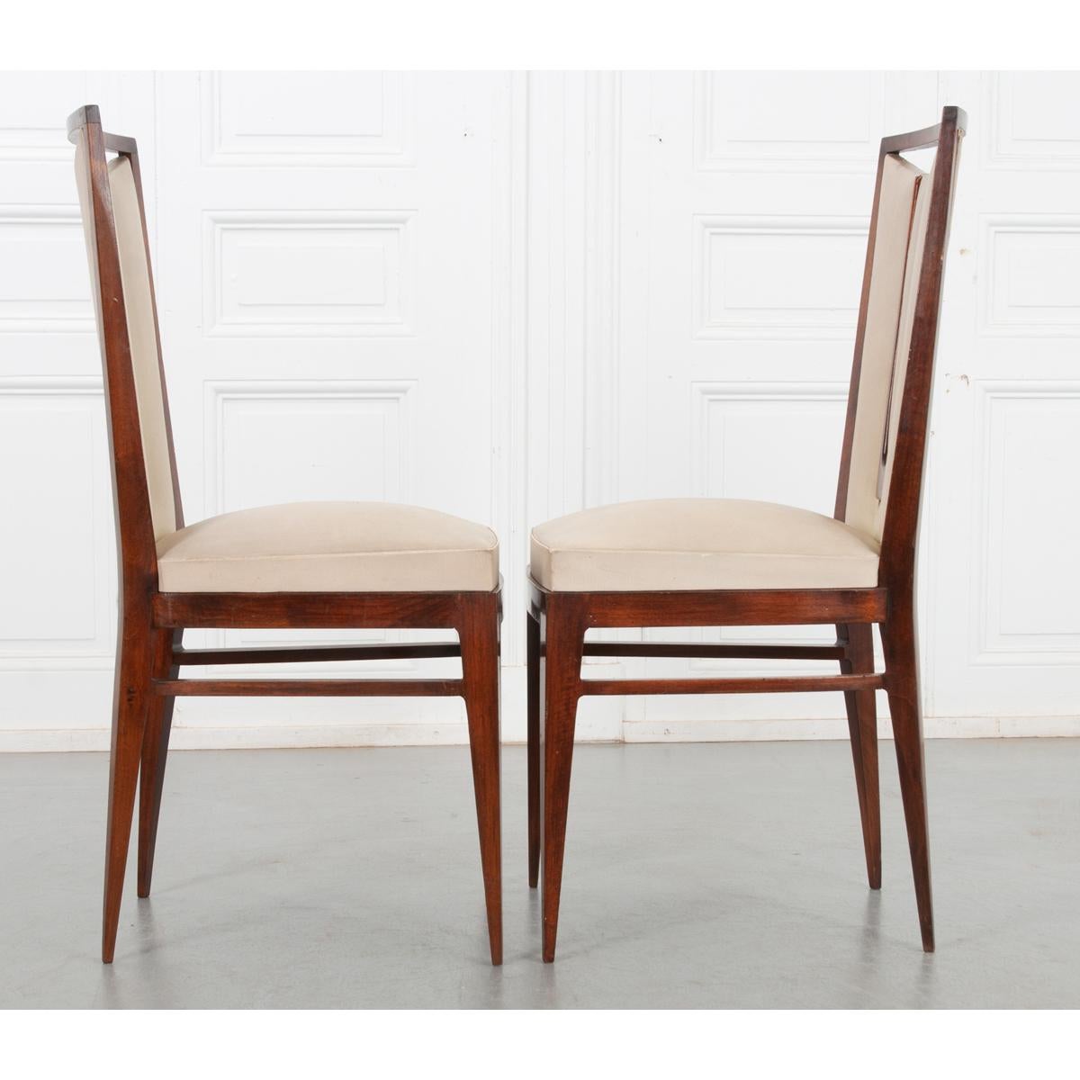 Fabric Set of 6 Vintage Upholstered Dining Chairs For Sale