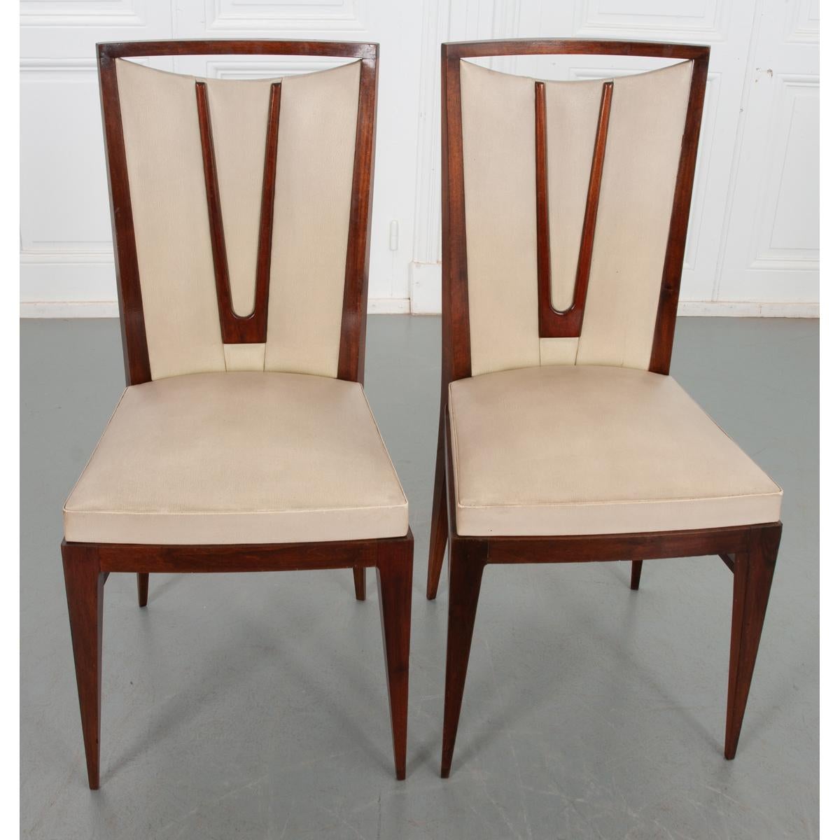 Set of 6 Vintage Upholstered Dining Chairs For Sale 1