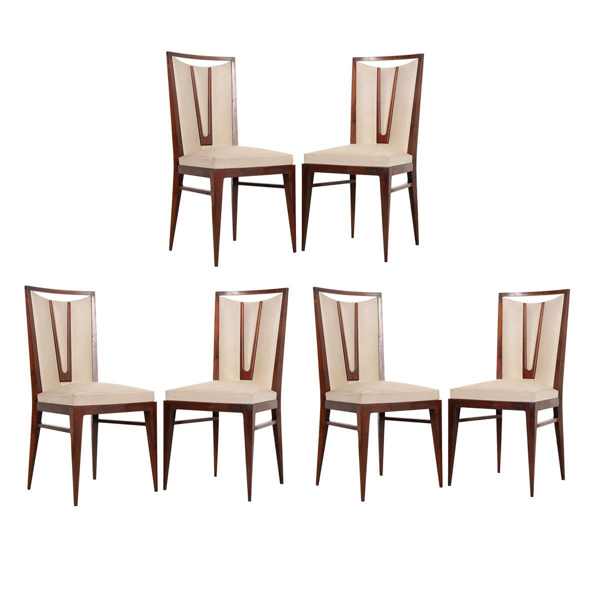 Set of 6 Vintage Upholstered Dining Chairs For Sale