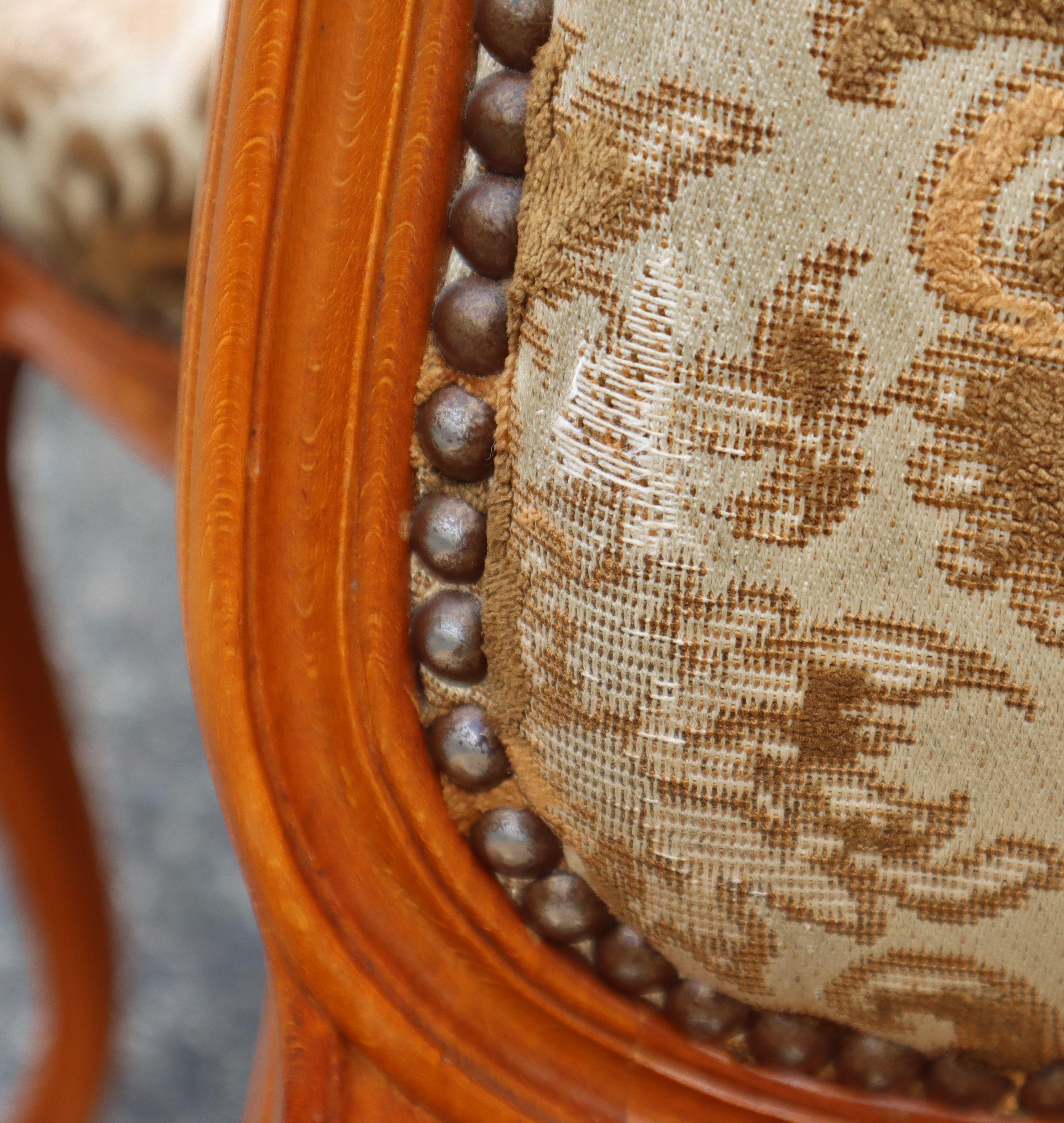 Set of 6 vintage upholstered Dining Chairs-Style Louis XV-70s For Sale 11