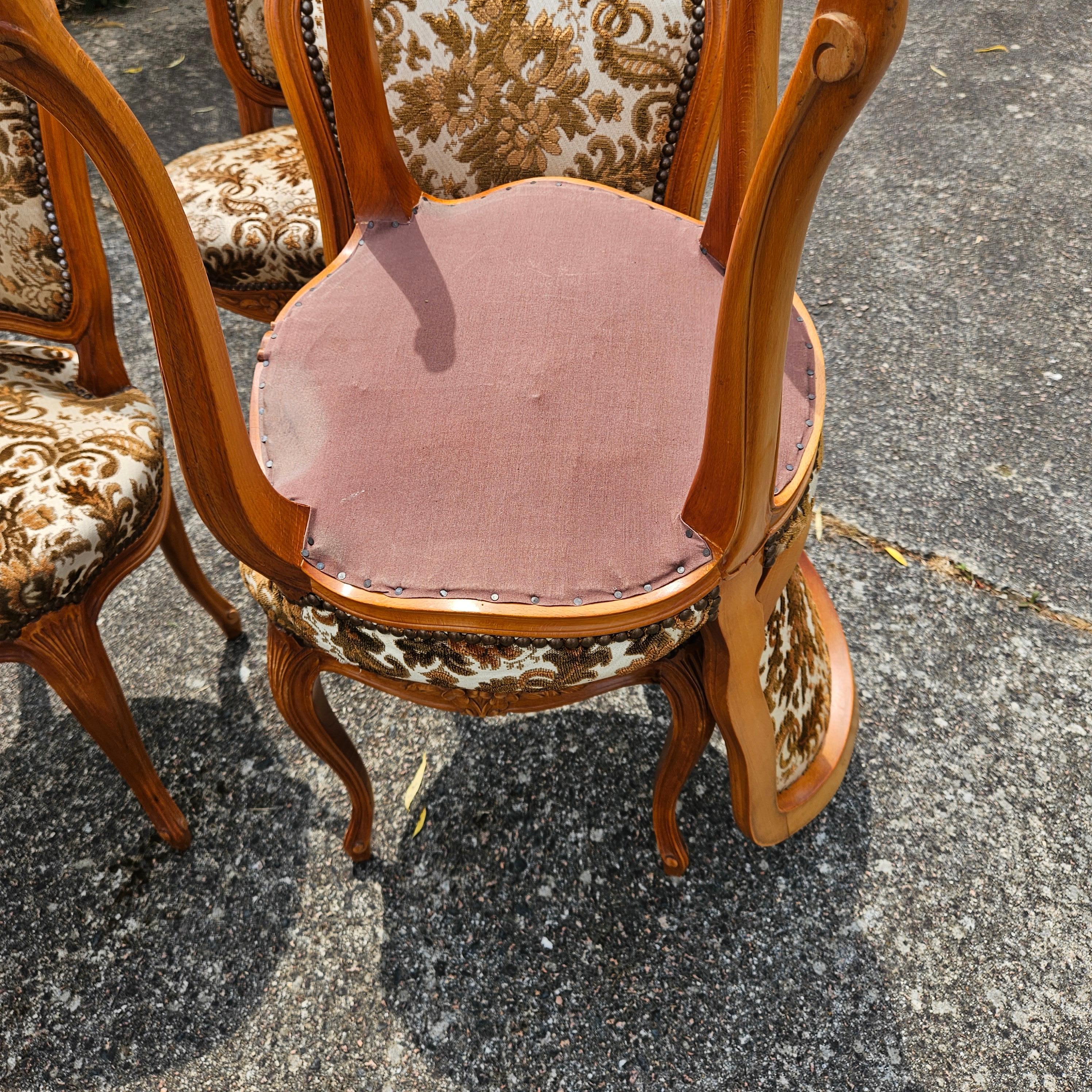 Set of 6 vintage upholstered Dining Chairs-Style Louis XV-70s For Sale 13