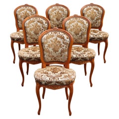 Set of 6 vintage upholstered Dining Chairs-Style Louis XV-70s