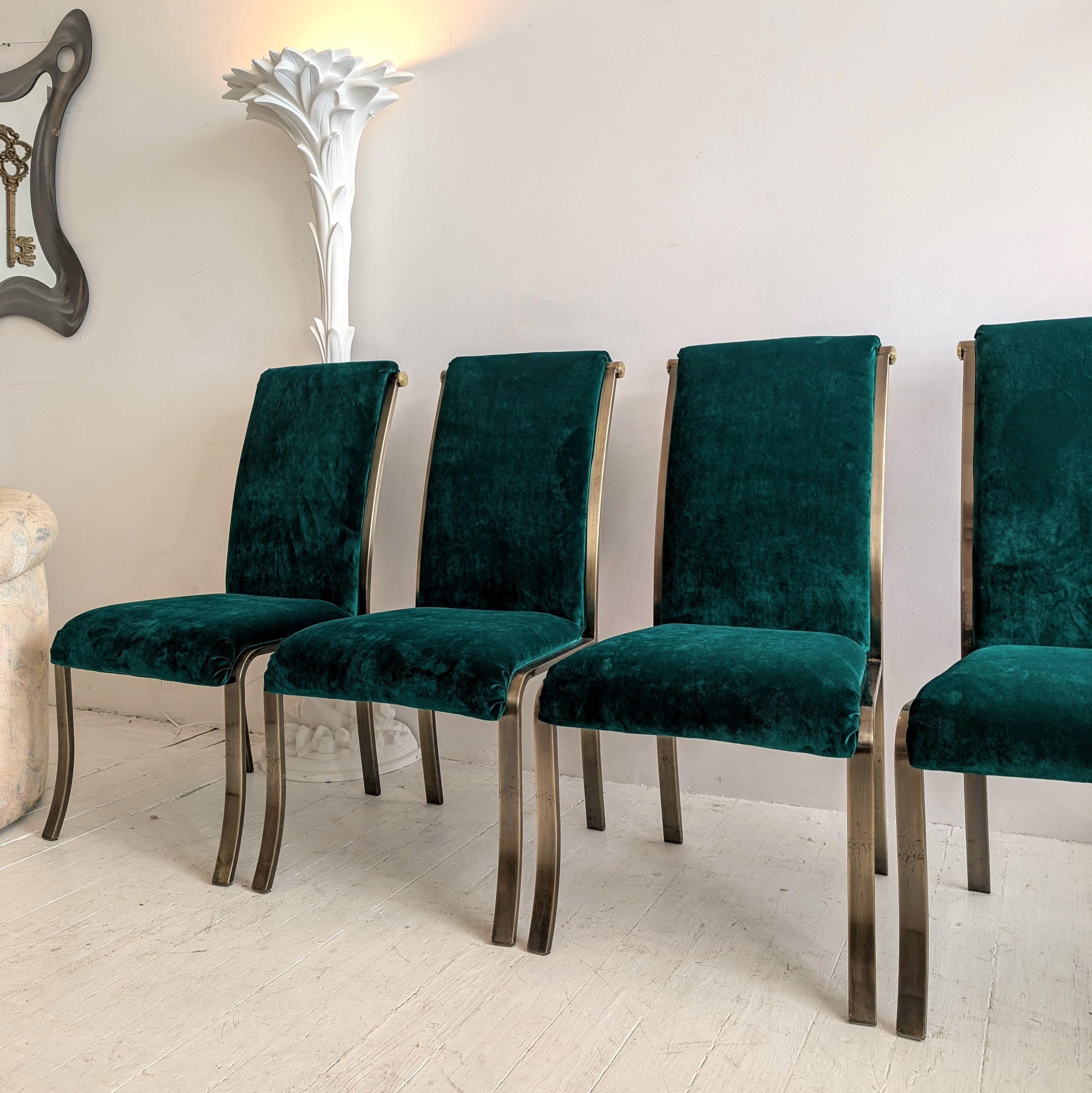 Mid-Century moderno Set di 6 sedie da pranzo vintage in velluto Milo Baughman per D.I.A., anni '70-'80 in vendita