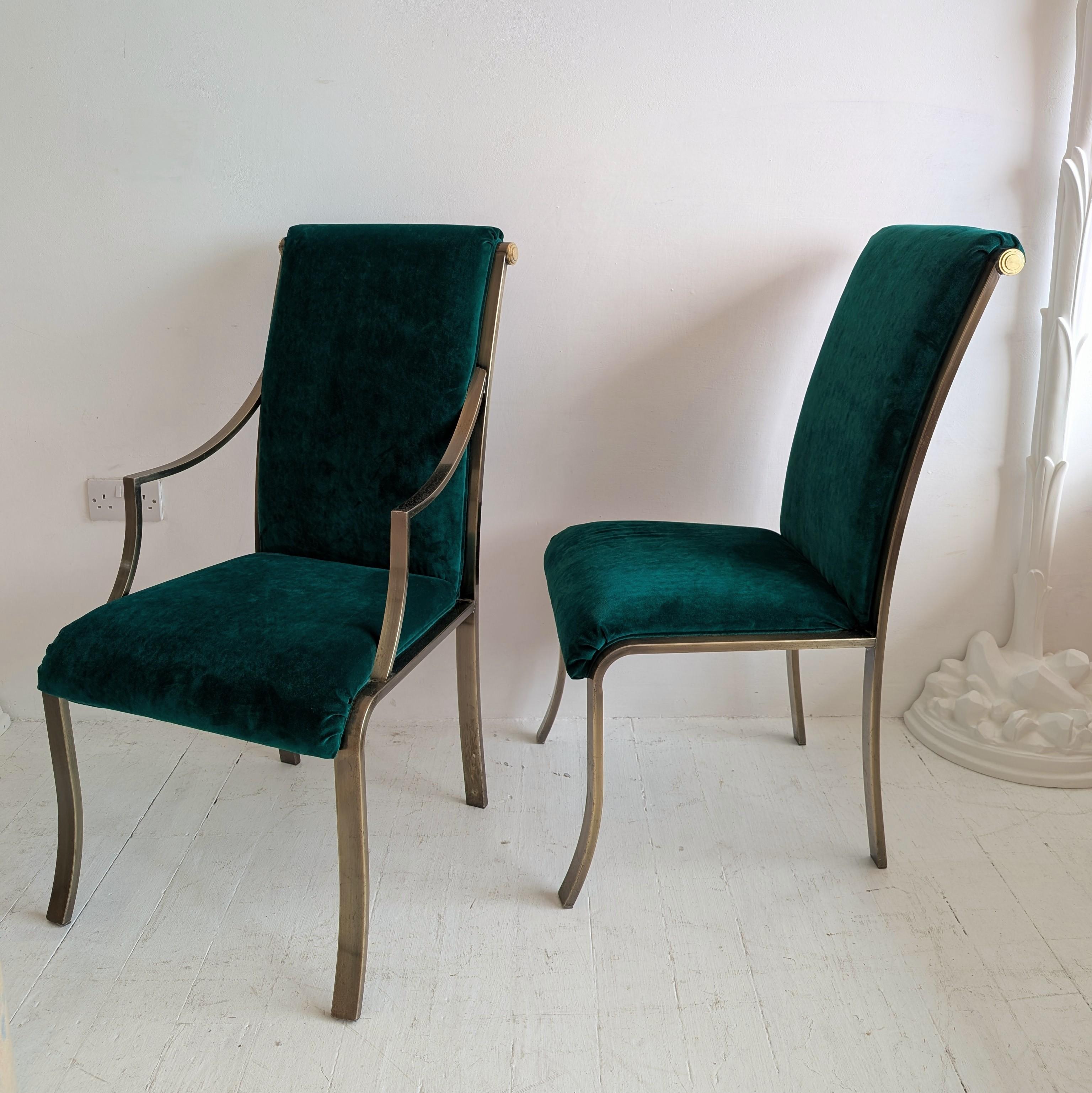 XX secolo Set di 6 sedie da pranzo vintage in velluto Milo Baughman per D.I.A., anni '70-'80 in vendita