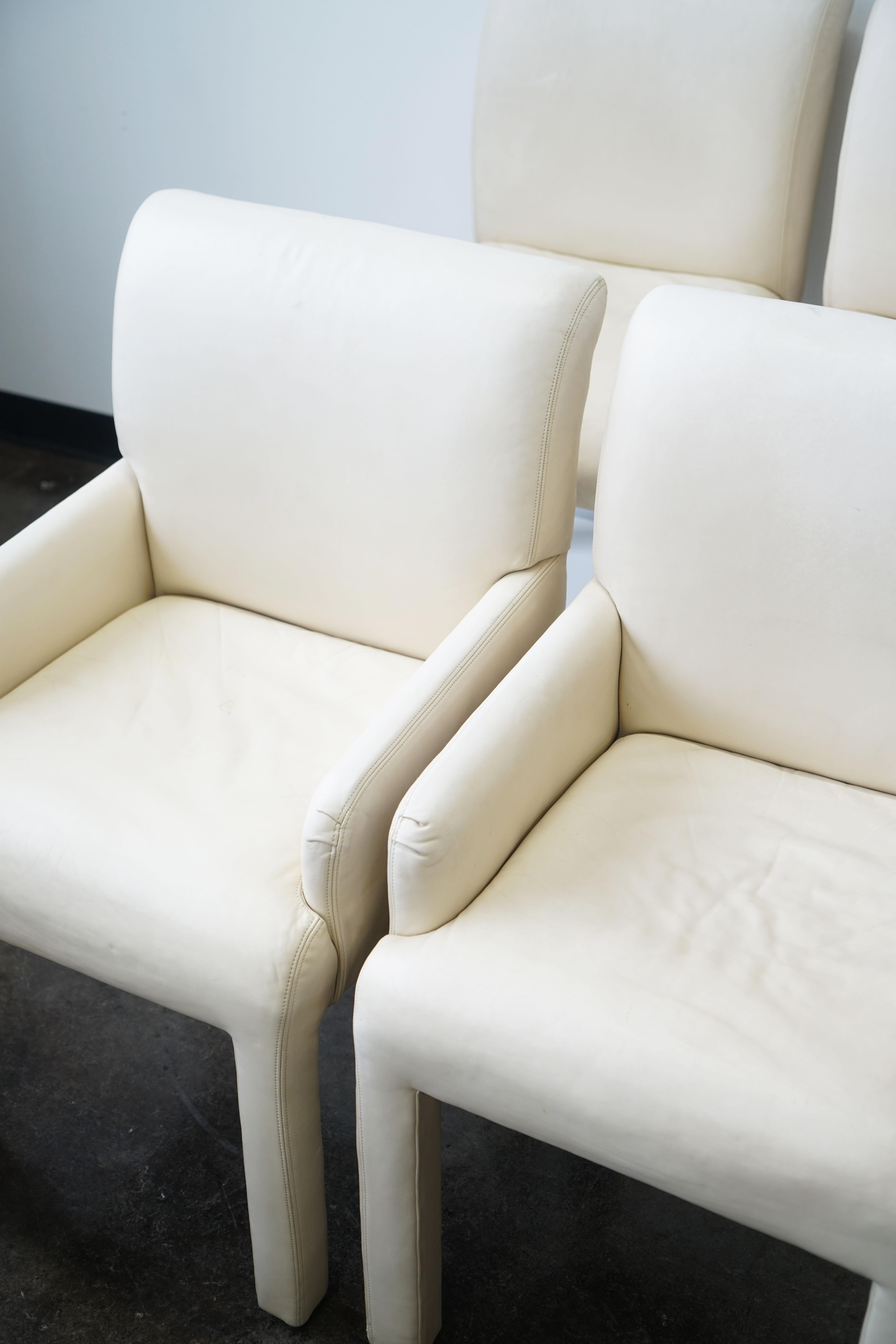 off white leather dining chairs