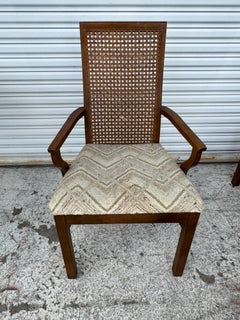 Set of 6 Vintage Walnut Cane Back Dining Chairs by Drexel