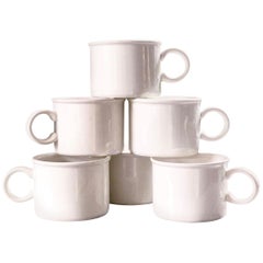 Set of 6 Vintage White Ironstone Mugs