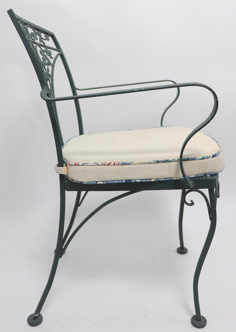 Mid-Century Modern Set of 6 Vintage Woodard Wrought Iron Dining Chairs