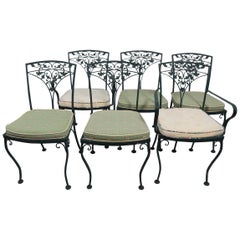 Set of 6 Vintage Woodard Wrought Iron Dining Chairs