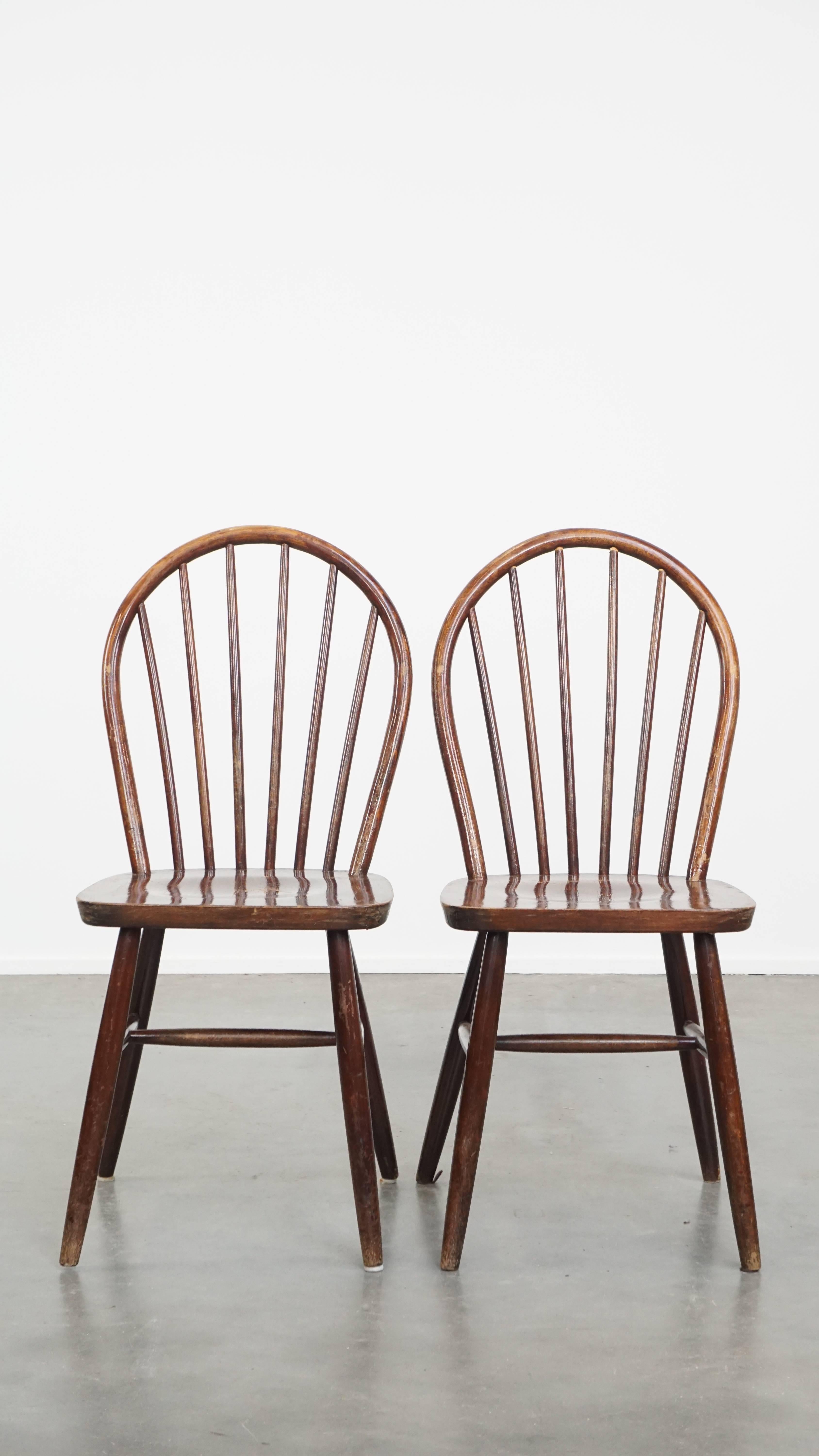 Set of 6 Vintage Wooden Windsor Spindle Chairs from the 1970s For Sale 5