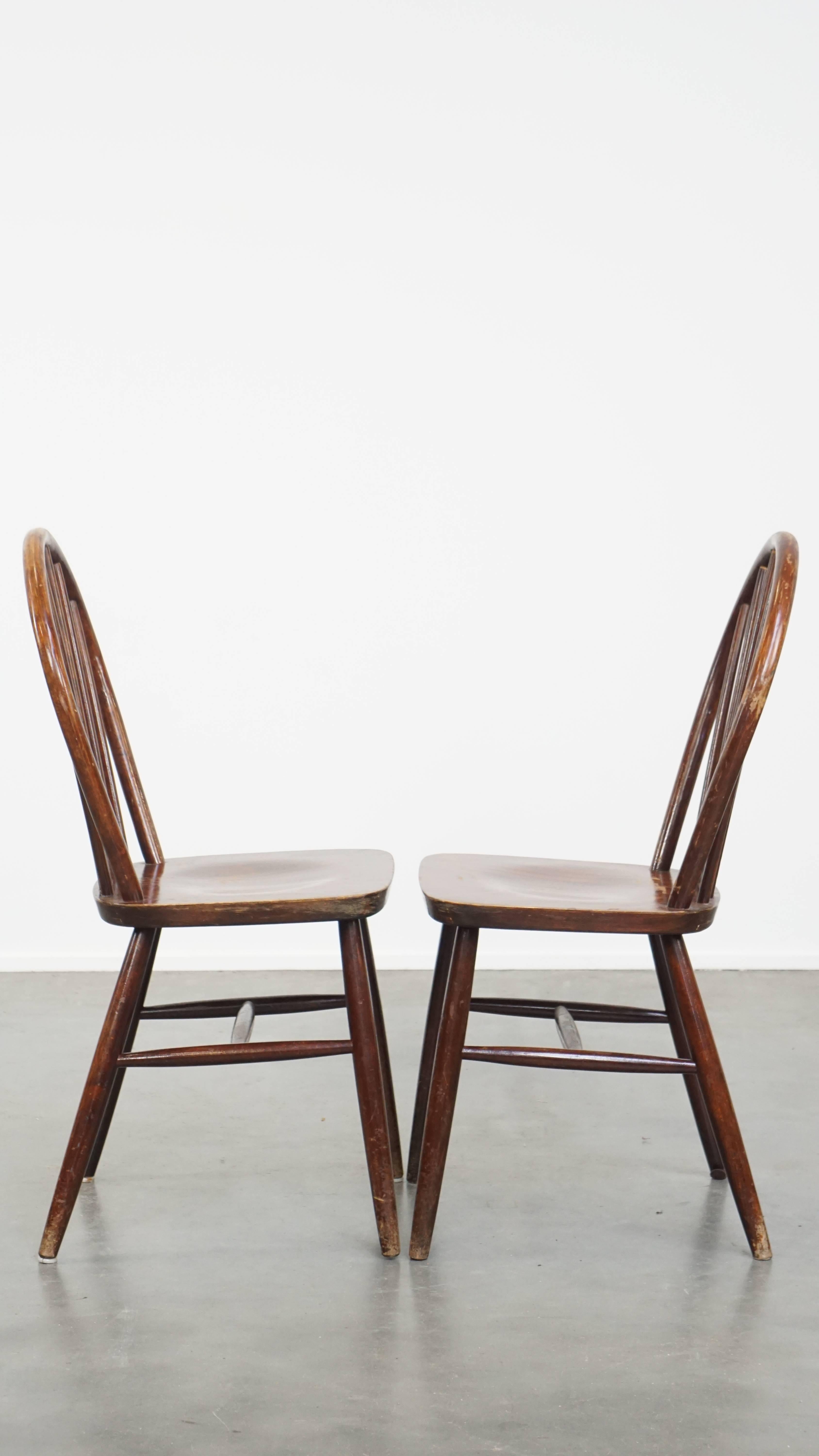 Set of 6 Vintage Wooden Windsor Spindle Chairs from the 1970s For Sale 6
