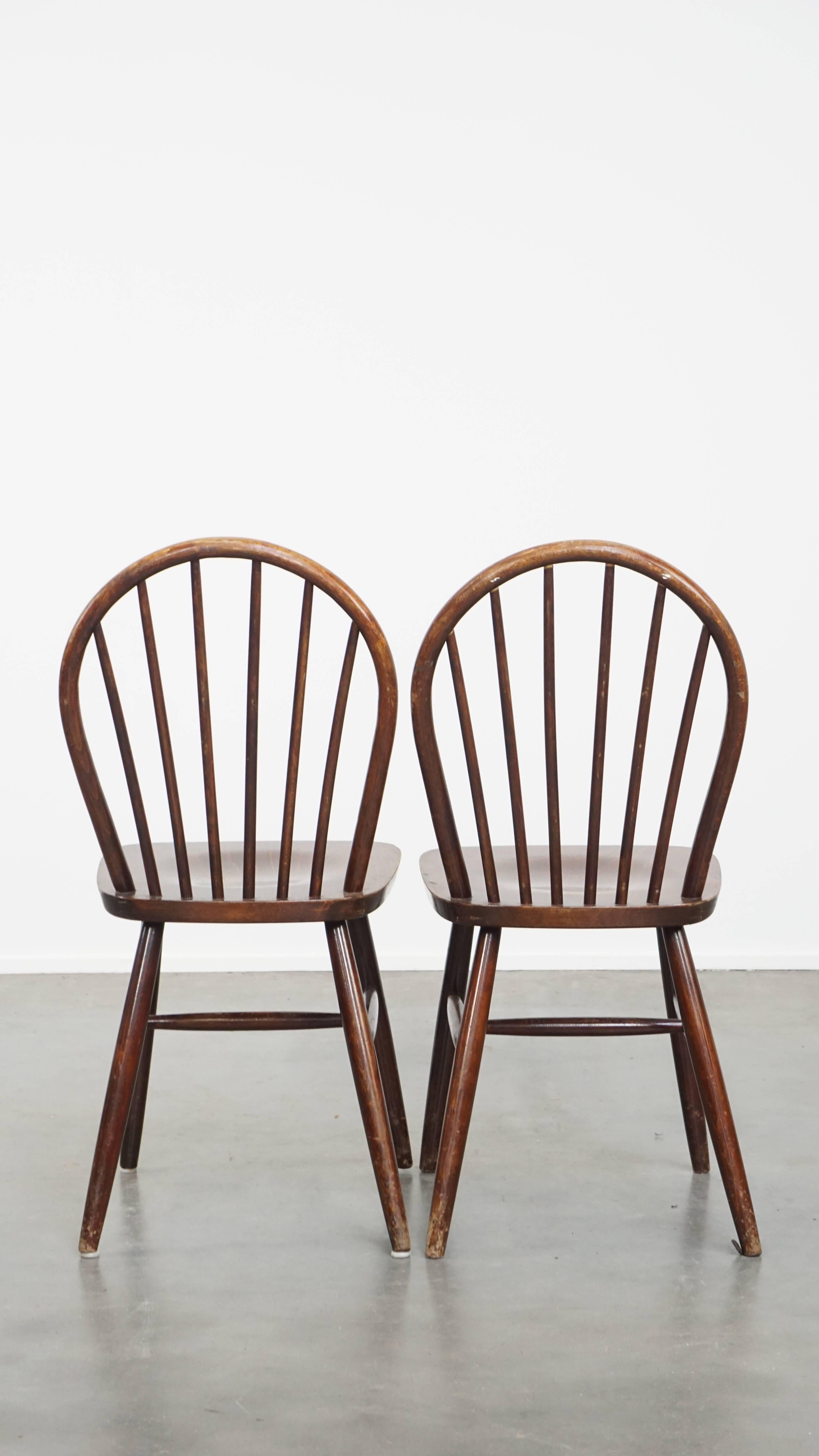 Set of 6 Vintage Wooden Windsor Spindle Chairs from the 1970s For Sale 8