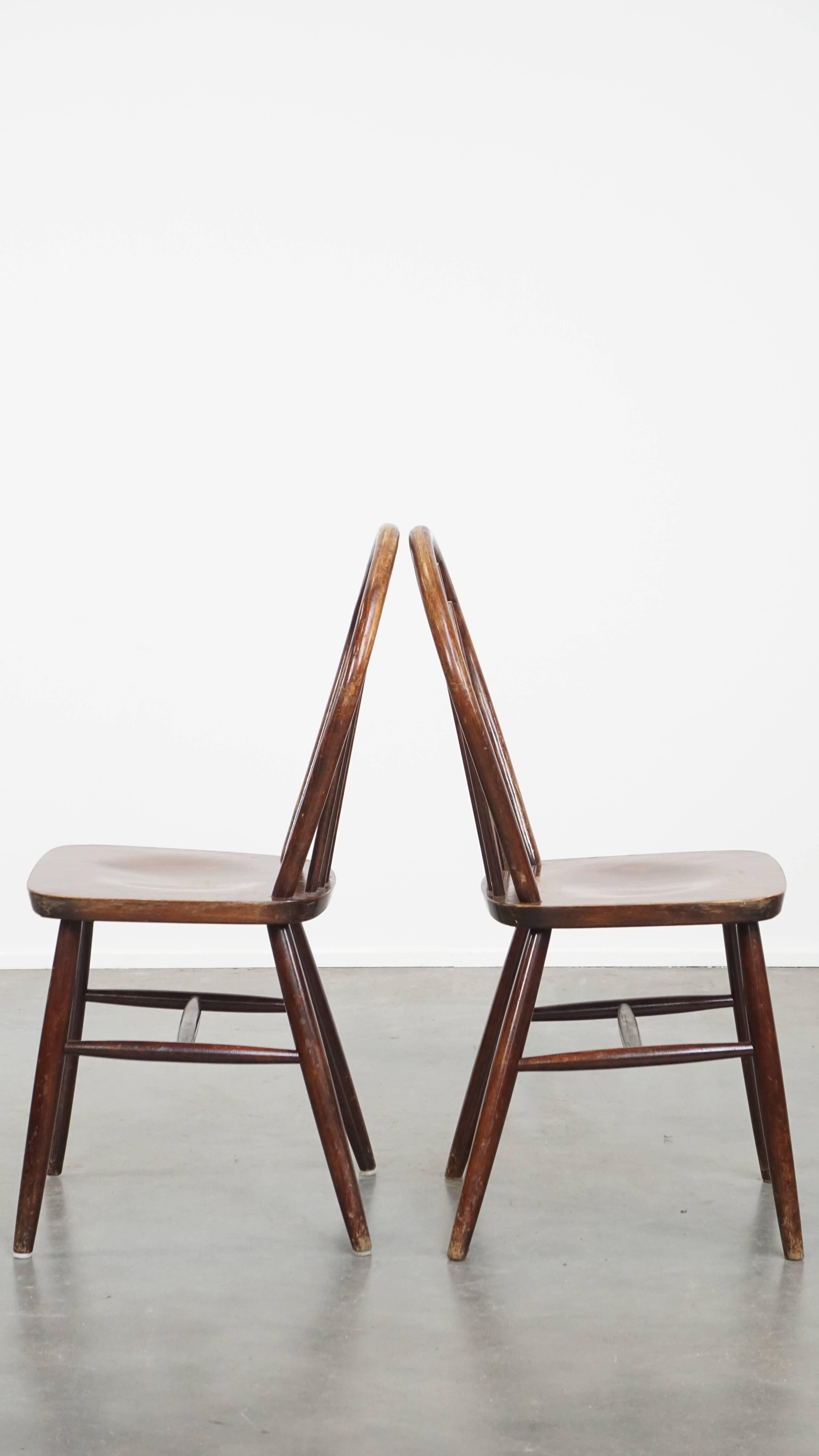 Set of 6 Vintage Wooden Windsor Spindle Chairs from the 1970s For Sale 9