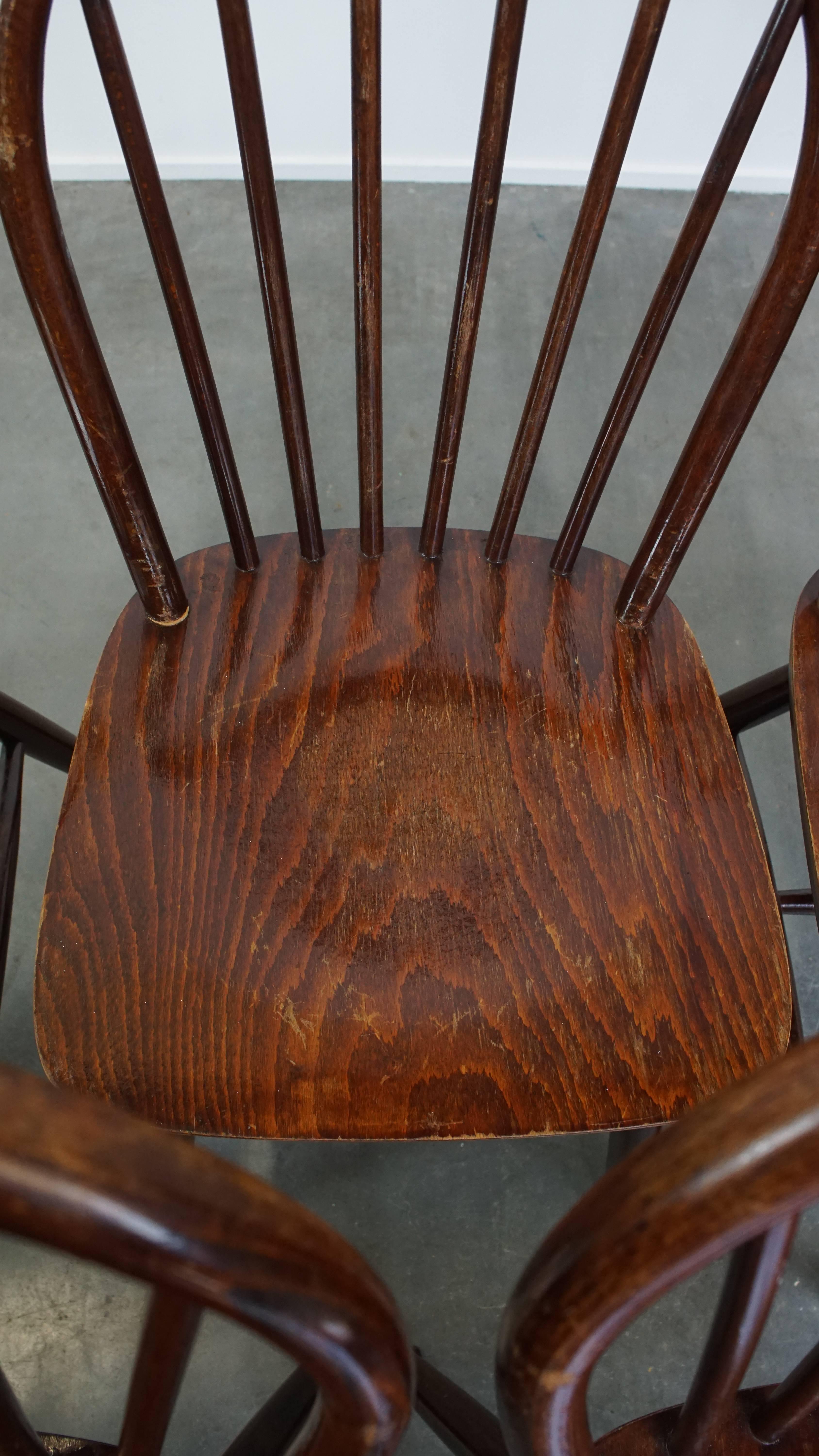 20th Century Set of 6 Vintage Wooden Windsor Spindle Chairs from the 1970s For Sale