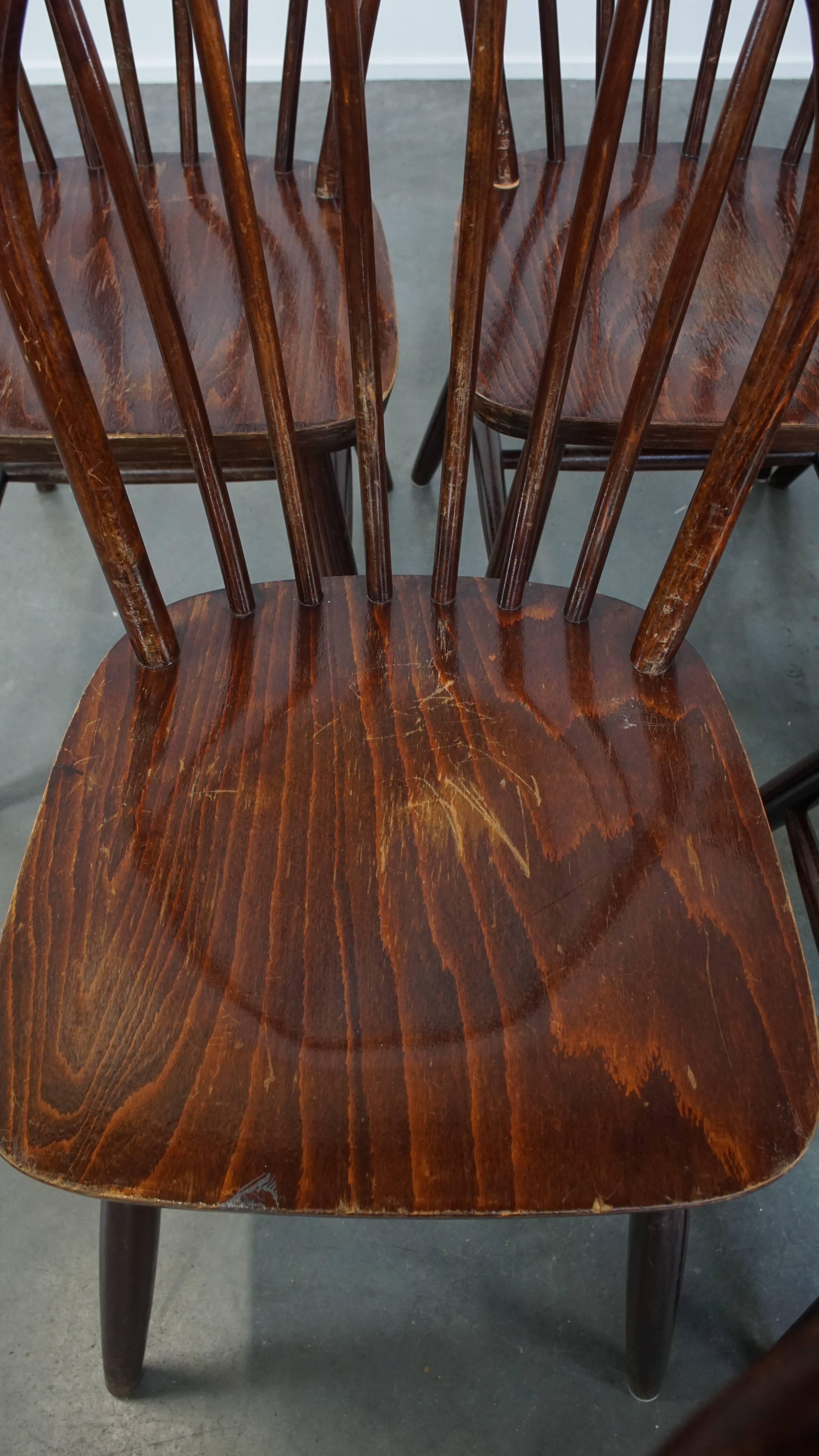 Set of 6 Vintage Wooden Windsor Spindle Chairs from the 1970s For Sale 2
