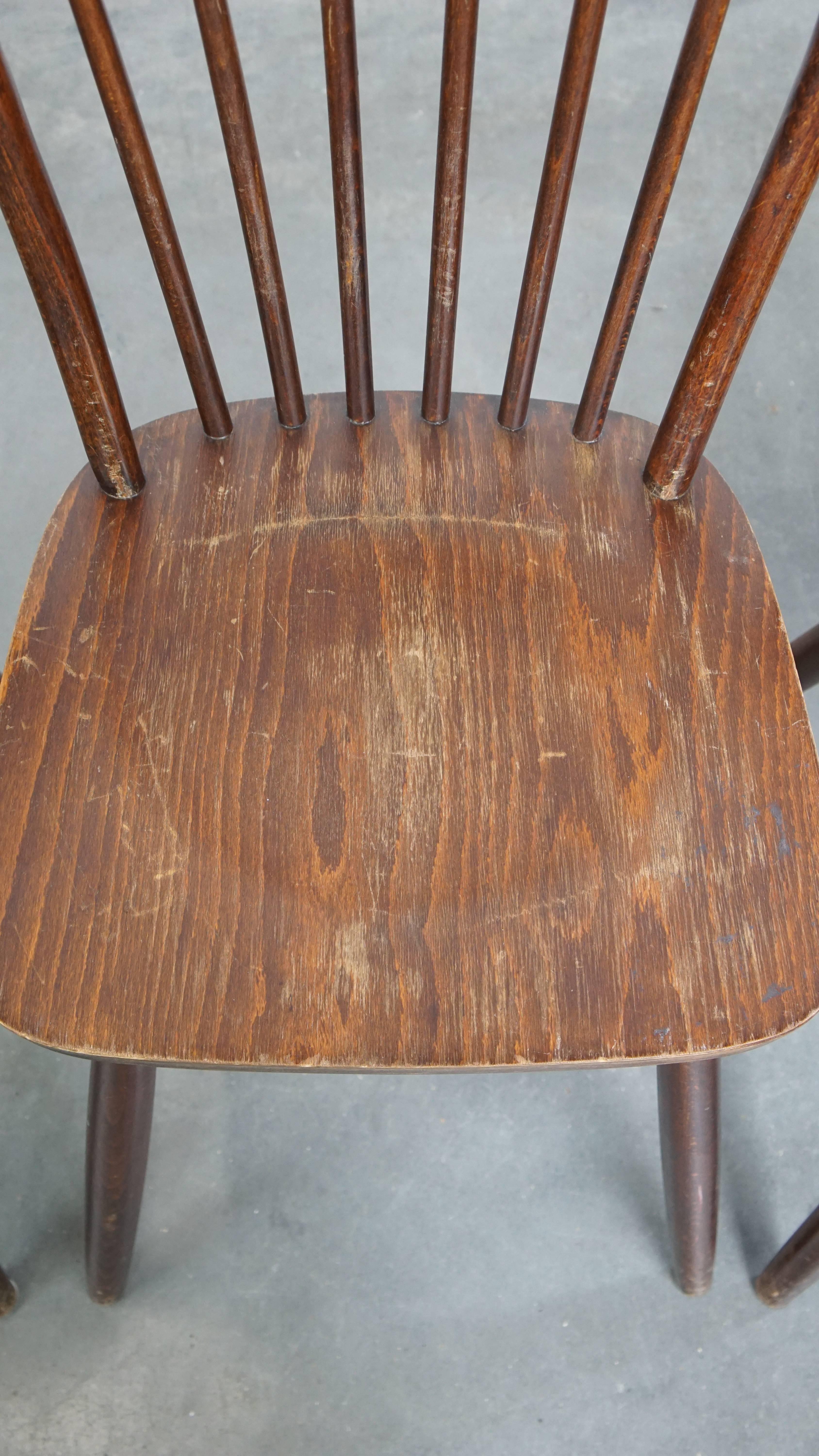 Bois Ensemble de 6 chaises Windsor en bois de style anglais des années 1970 en vente