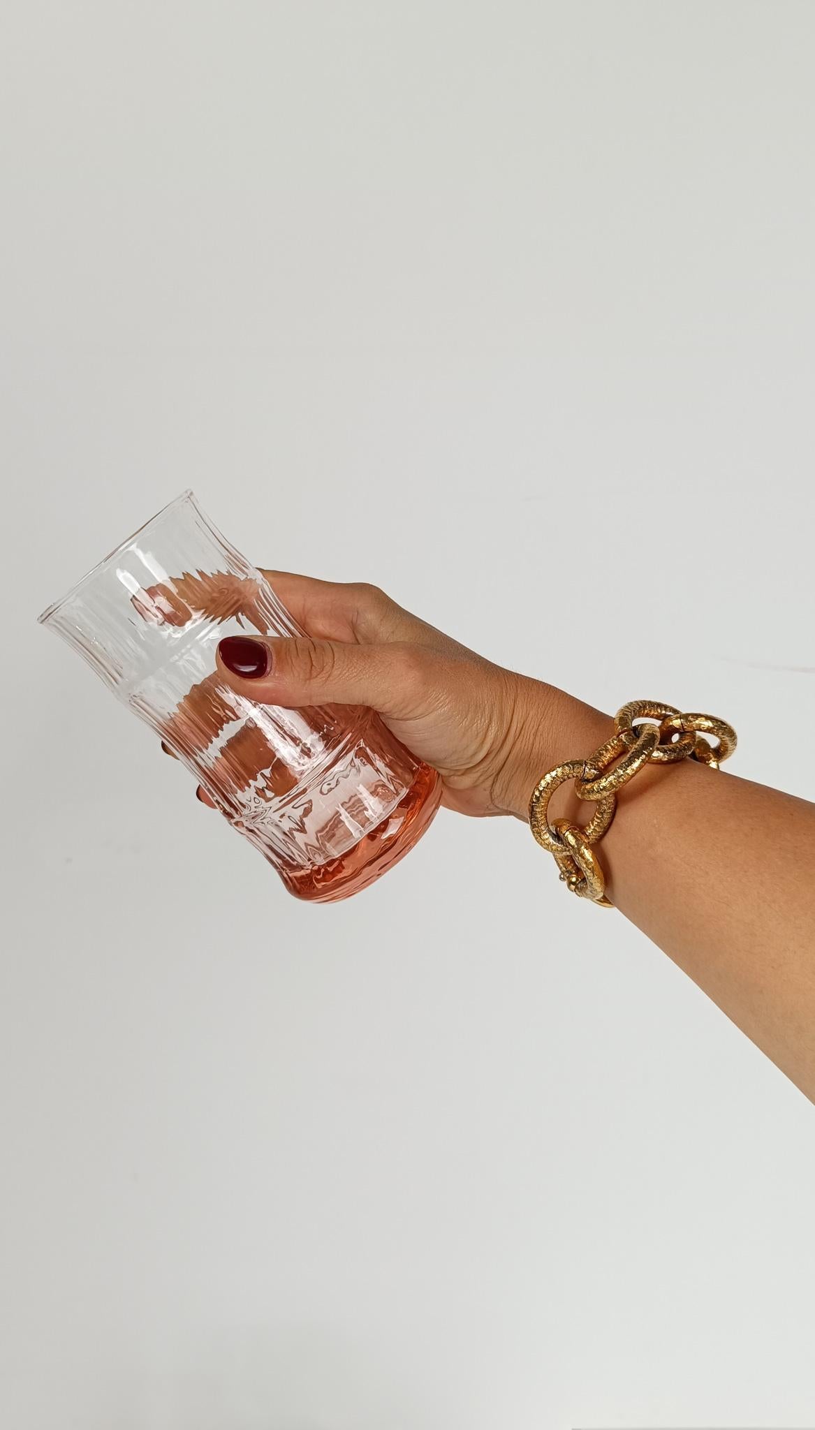 6er Set VintageFaux Bamboo Highball / Bechergläser aus pfirsichrosa Glas, 70er Jahre im Angebot 8