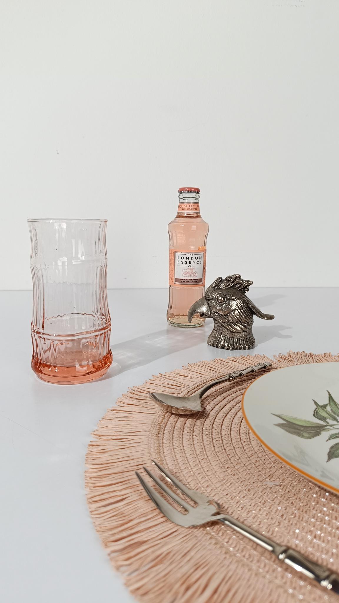 6er Set VintageFaux Bamboo Highball / Bechergläser aus pfirsichrosa Glas, 70er Jahre im Angebot 2