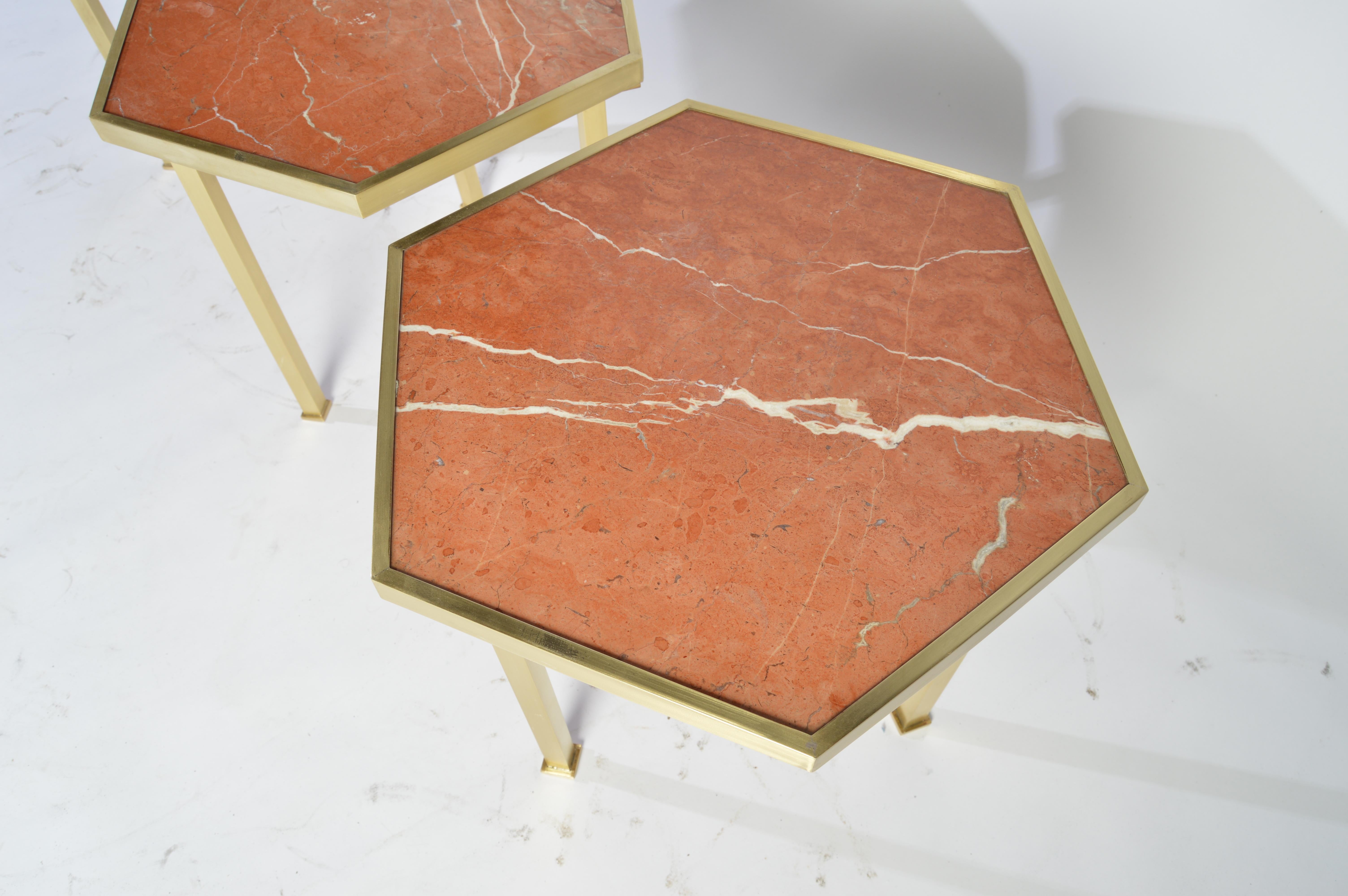 American 6 Rojo Alicante Marble Occasional Tables/Plant Stands by William “Billy” Haines