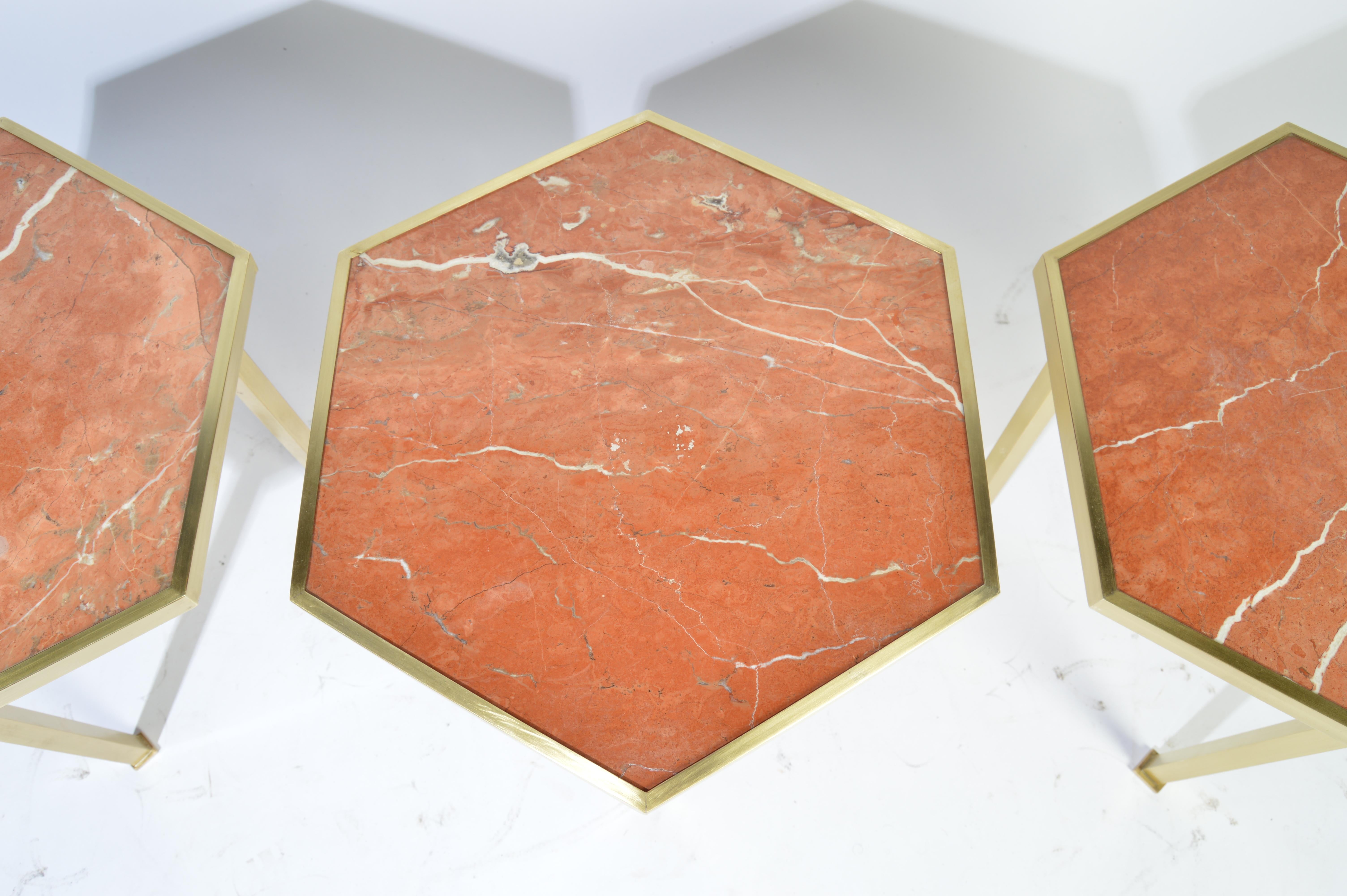 Mid-20th Century 6 Rojo Alicante Marble Occasional Tables/Plant Stands by William “Billy” Haines