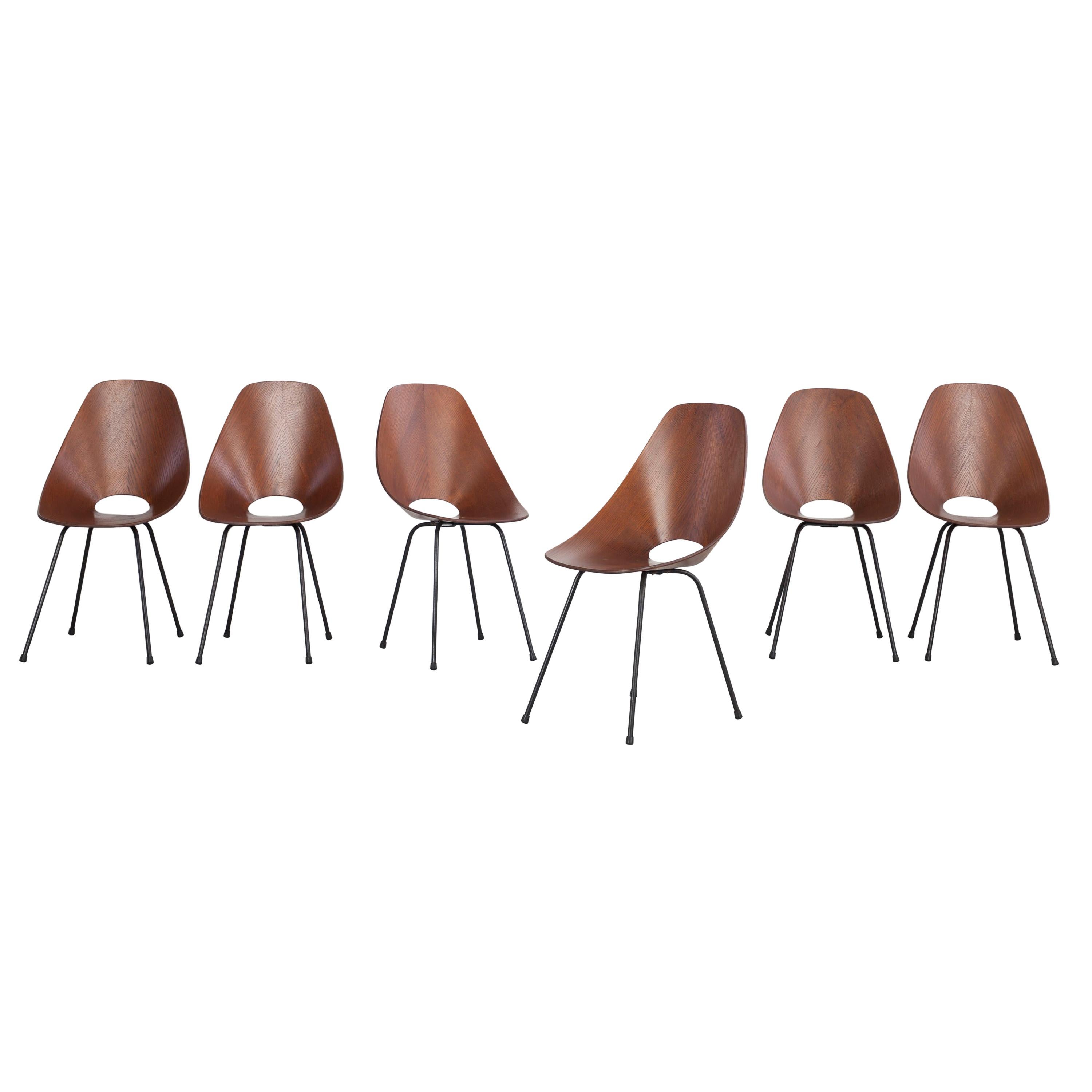 Set of 6 Vittorio Nobili Medea Plywood Chairs from Italy, 1954