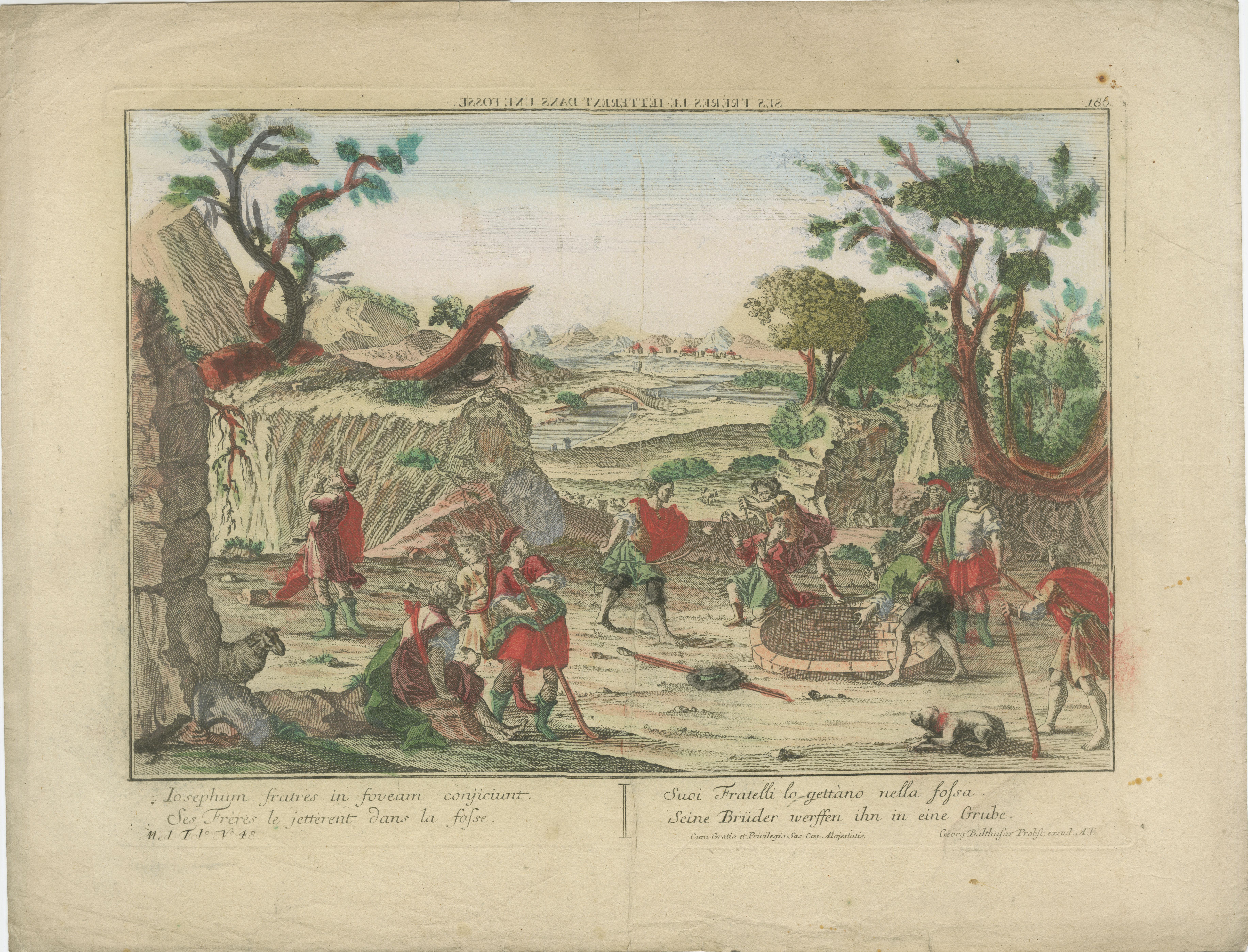 Satz von 6 Vue d'Optique Drucke - Geschichte von Joseph in Ägypten, handkoloriert, um 1770 im Angebot 2