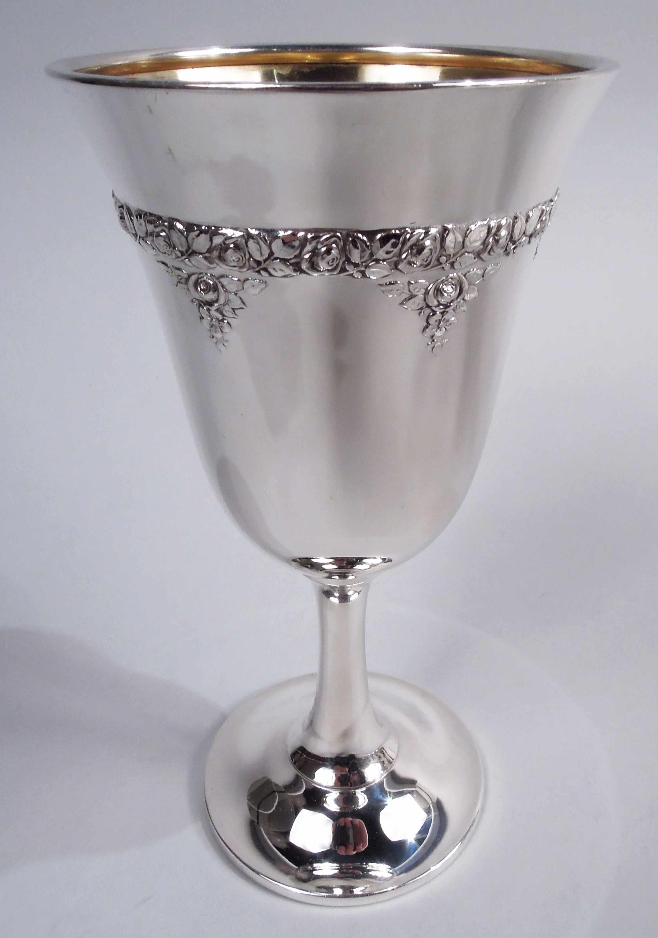 Edwardian Set of 6 Wallace Normandie Sterling Silver Goblets For Sale