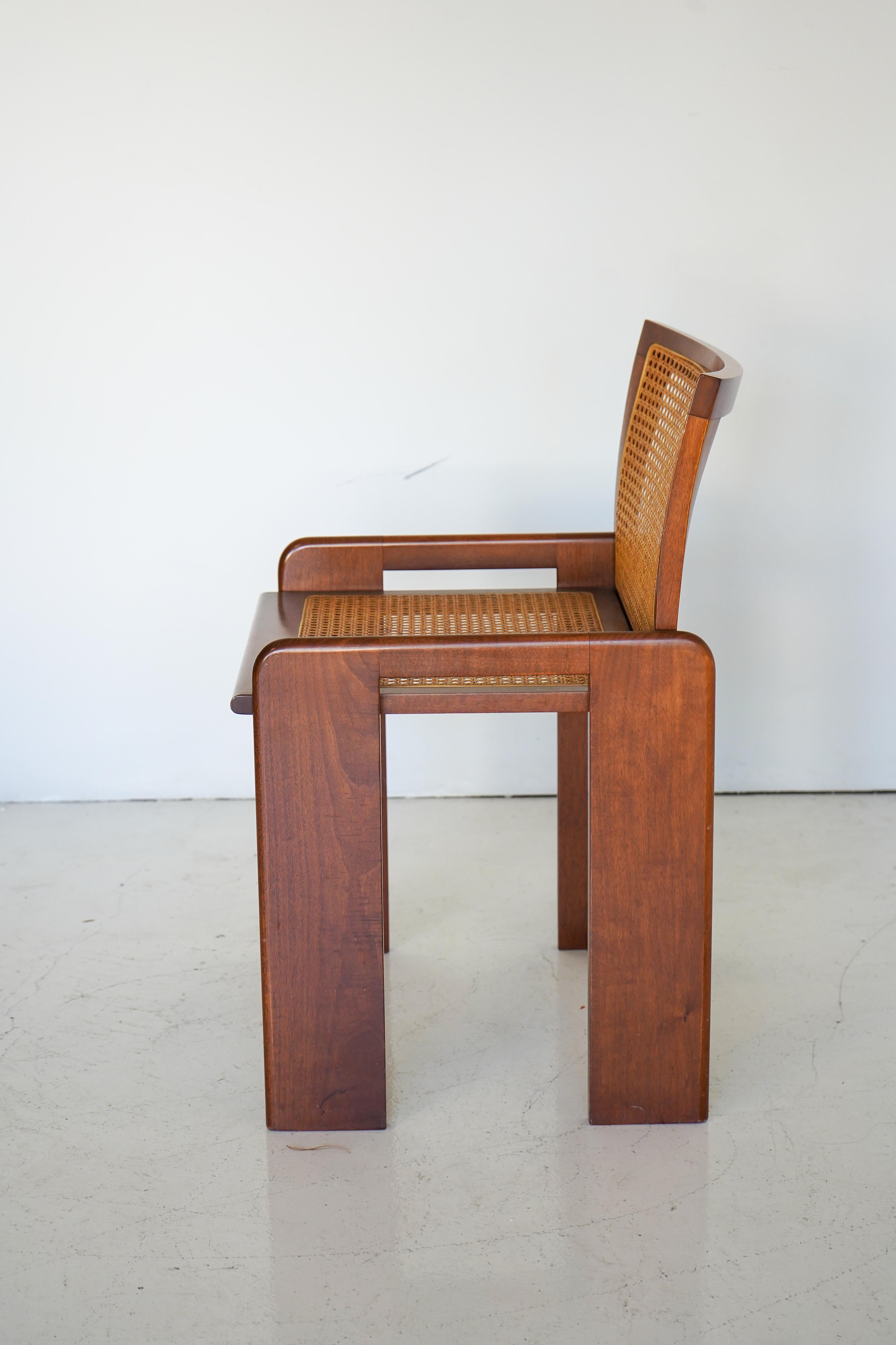 Set of 6 Walnut and Cane Dining Chairs by Luigi Saccardo 1