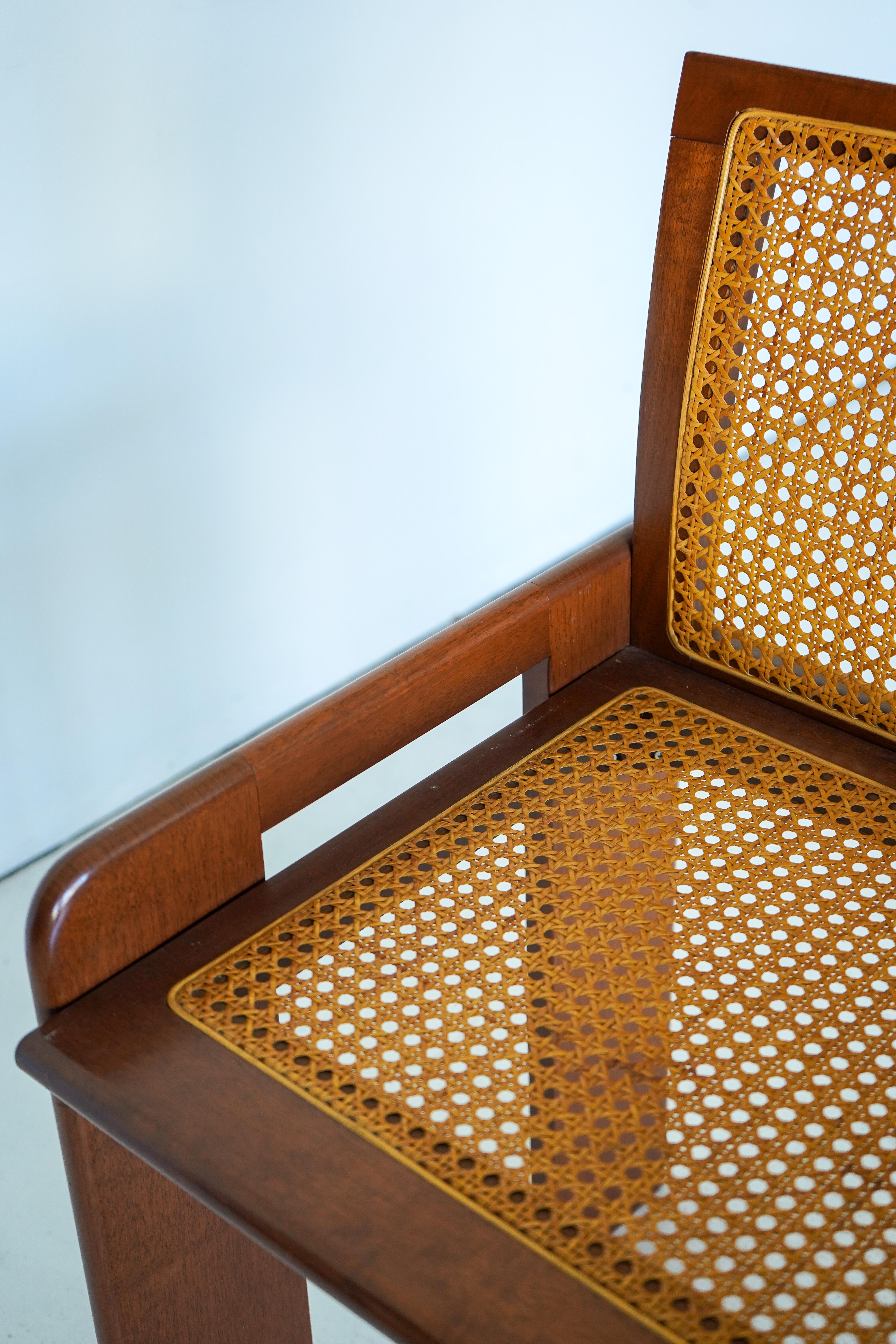 Set of 6 Walnut and Cane Dining Chairs by Luigi Saccardo 2