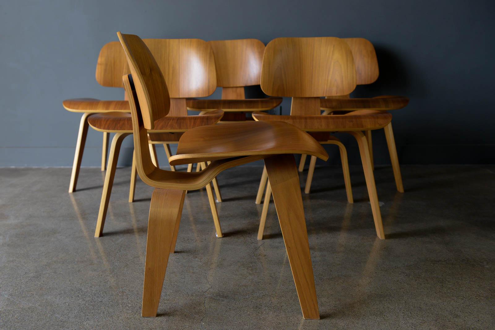 Set of 6 Walnut Eames for Herman Miller DCW Chairs 3