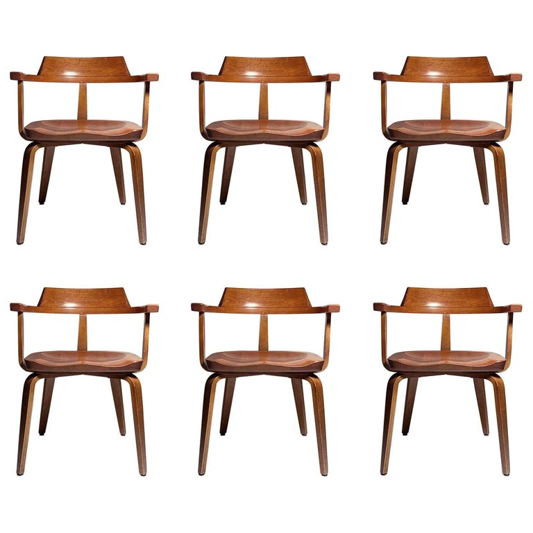 Set of 6 Walter Gropius Chairs for Thonet For Sale