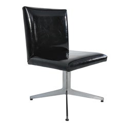 Set of 6 Ward Bennett Black and Aluminum Dining Chairs, 1960