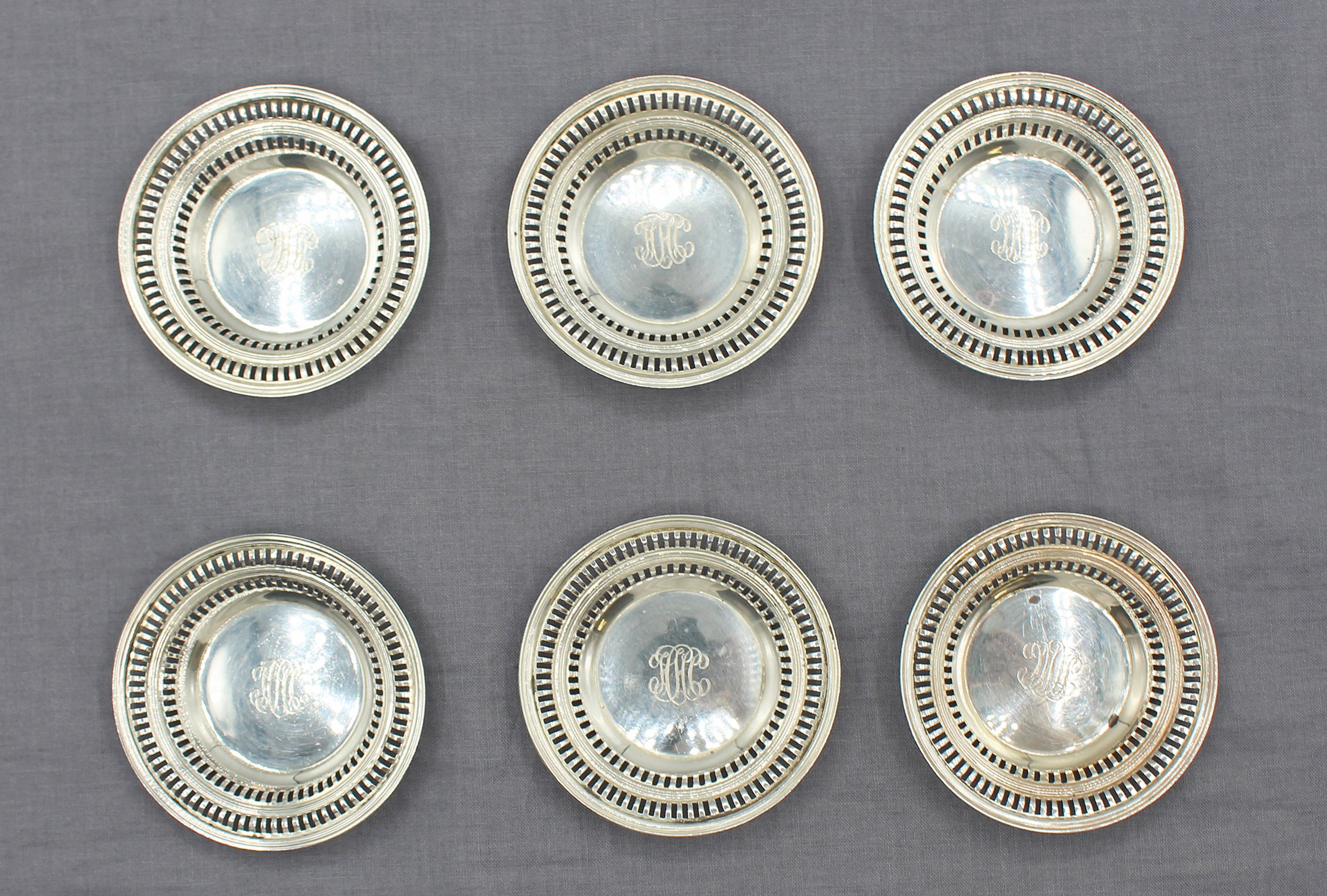 Set of 6 Watson Co. Sterling Silver Individual Nut/Mint Dishes For Sale
