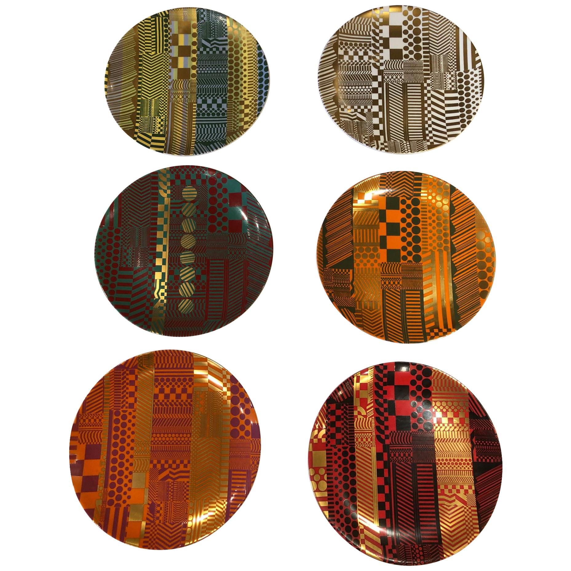6 Wedgwood bone china Variations on Geometric Theme Plates by Edwardo Paolozzi For Sale