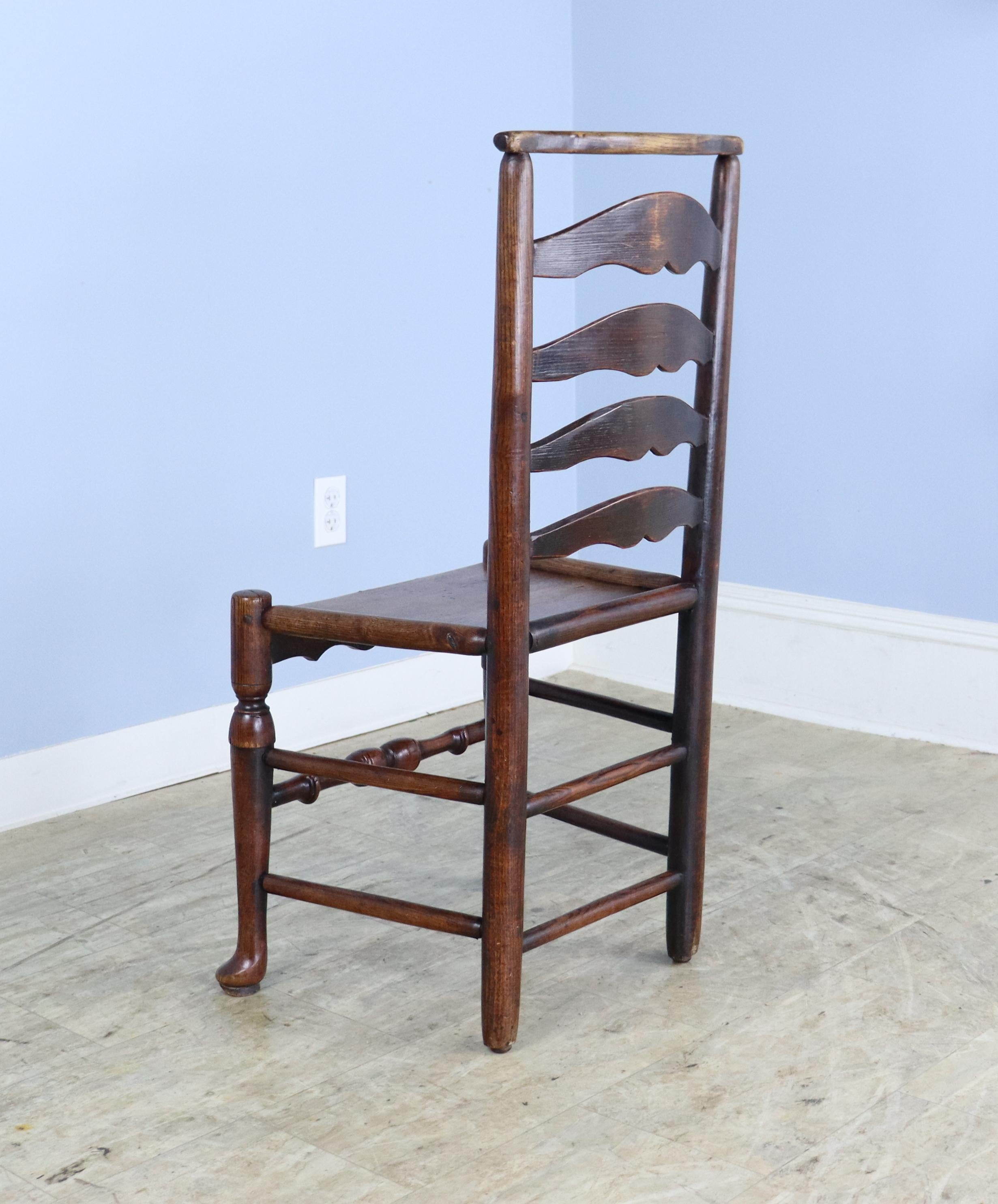Set of 6 Welsh Country Oak Ladderback Chairs For Sale 3