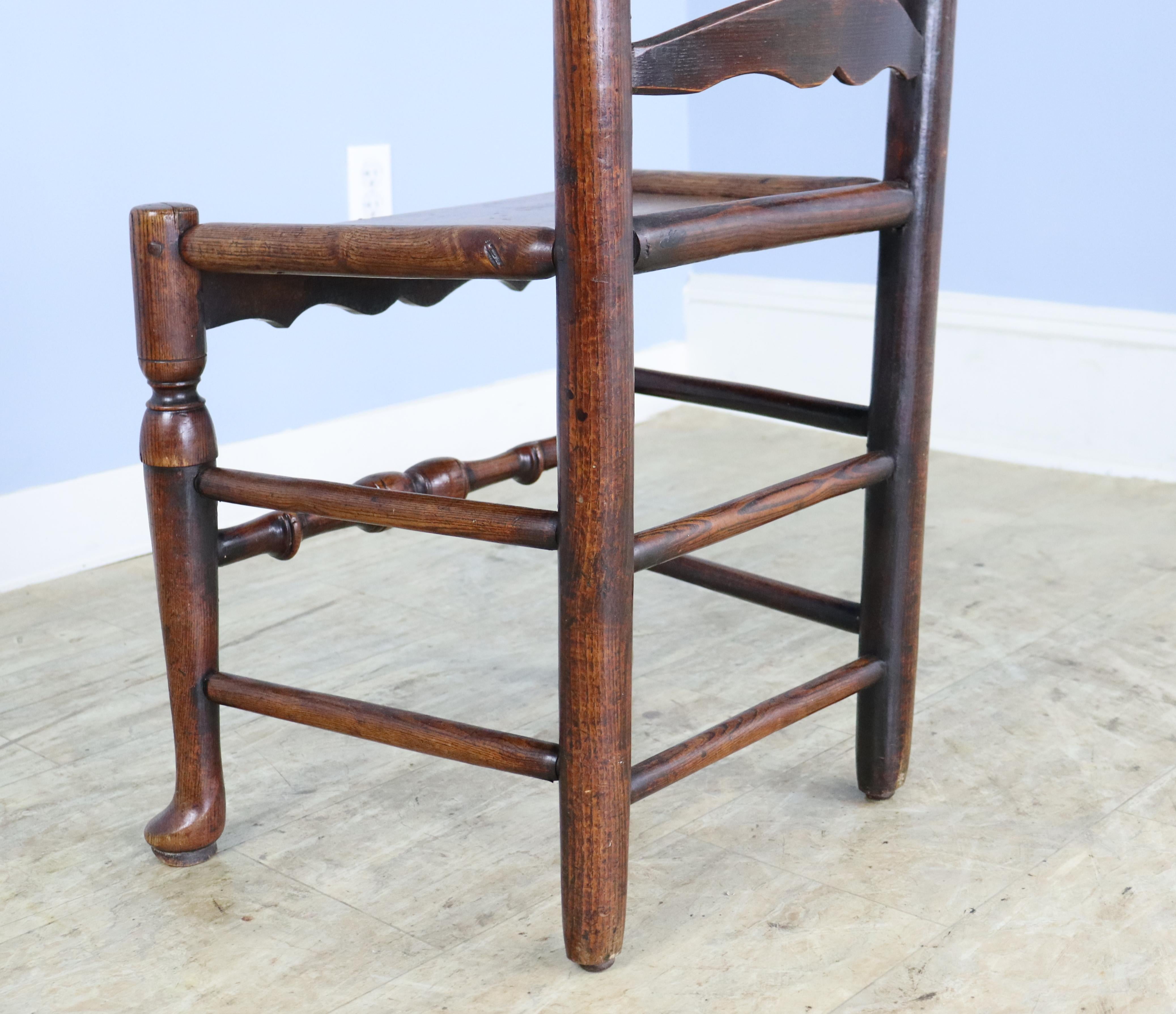 Set of 6 Welsh Country Oak Ladderback Chairs For Sale 4