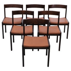 Ensemble de 6 chaises de salle à manger en wengé Design Gerard Geytenbeeg 1960s  Néerlandais 