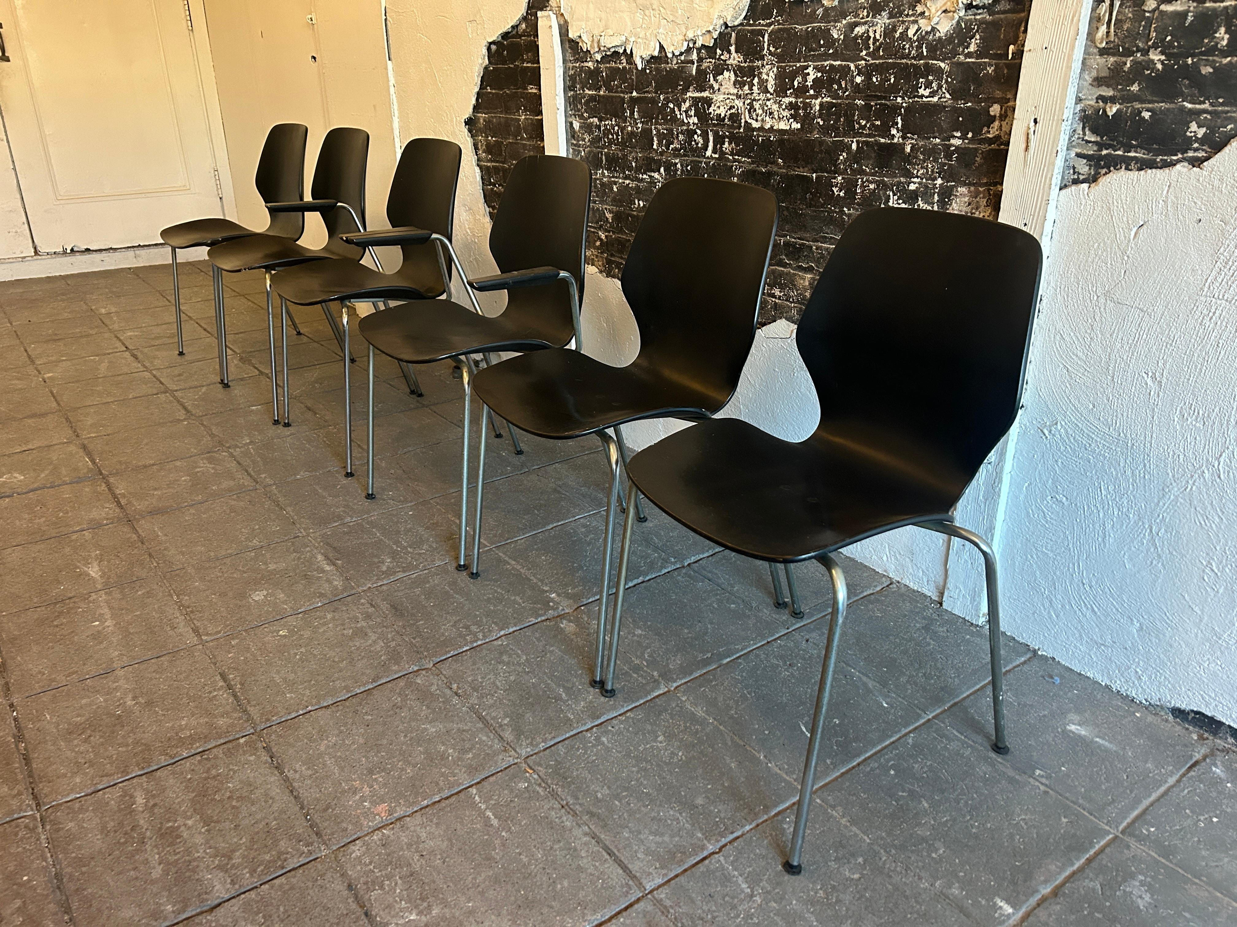 Scandinavian Modern Set of 6 westnofa bentwood dining chairs Norway  For Sale
