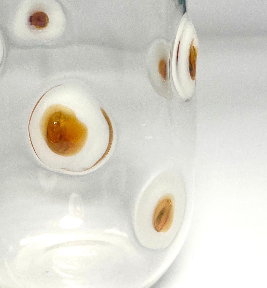 6er-Set Wassergläser aus weißem Glas mit weißen und gelben, erhabenen Punkten im Zustand „Hervorragend“ im Angebot in PARIS, FR