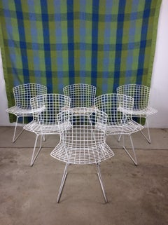 Ensemble de 6 chaises d'intérieur/extérieur en métal blanc par Harry Bertoia pour Whiting