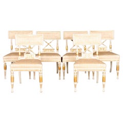 Set of 6 White Painted Chairs